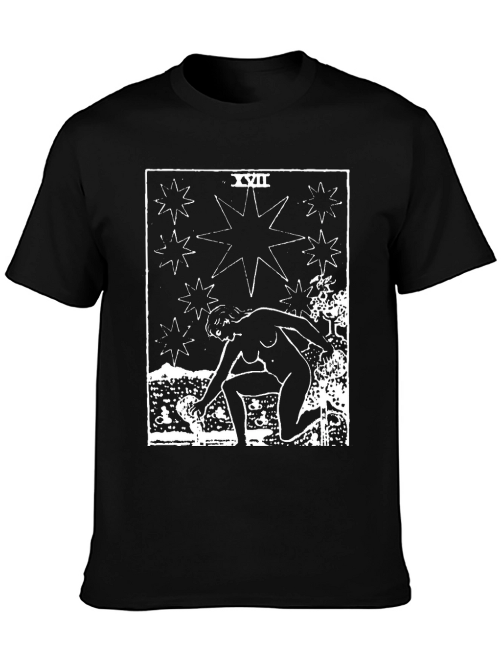 Star Tarot Card Graphic Tee - Unisex Black T-Shirt