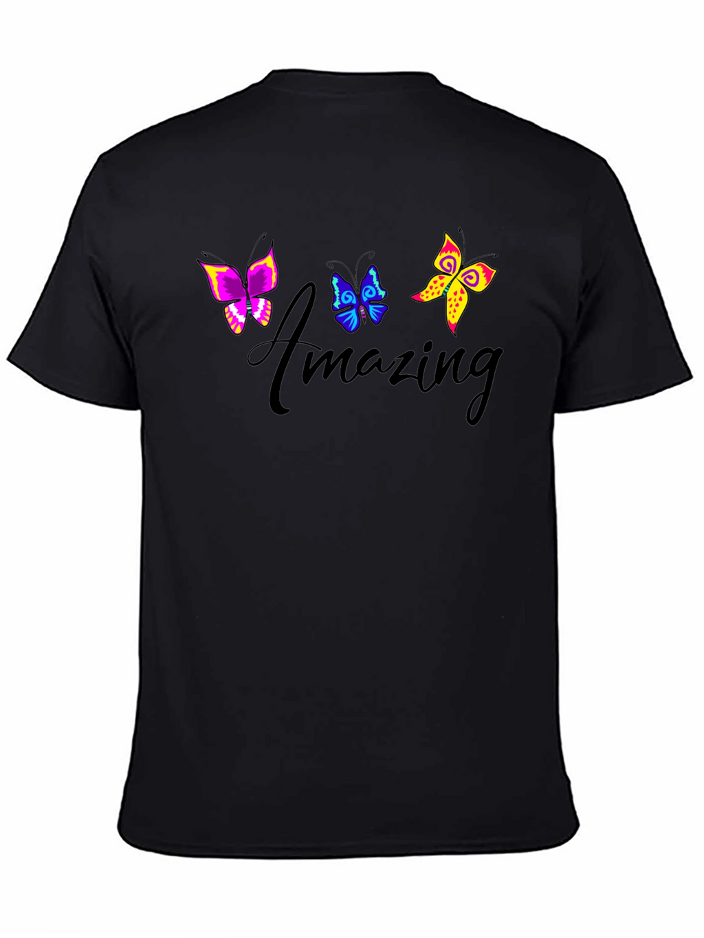 Amazing Butterfly Graphic Black T-Shirt