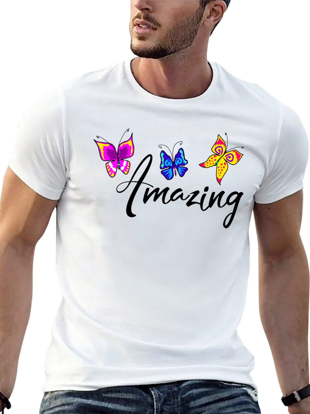 Amazing Butterfly Graphic Black T-Shirt