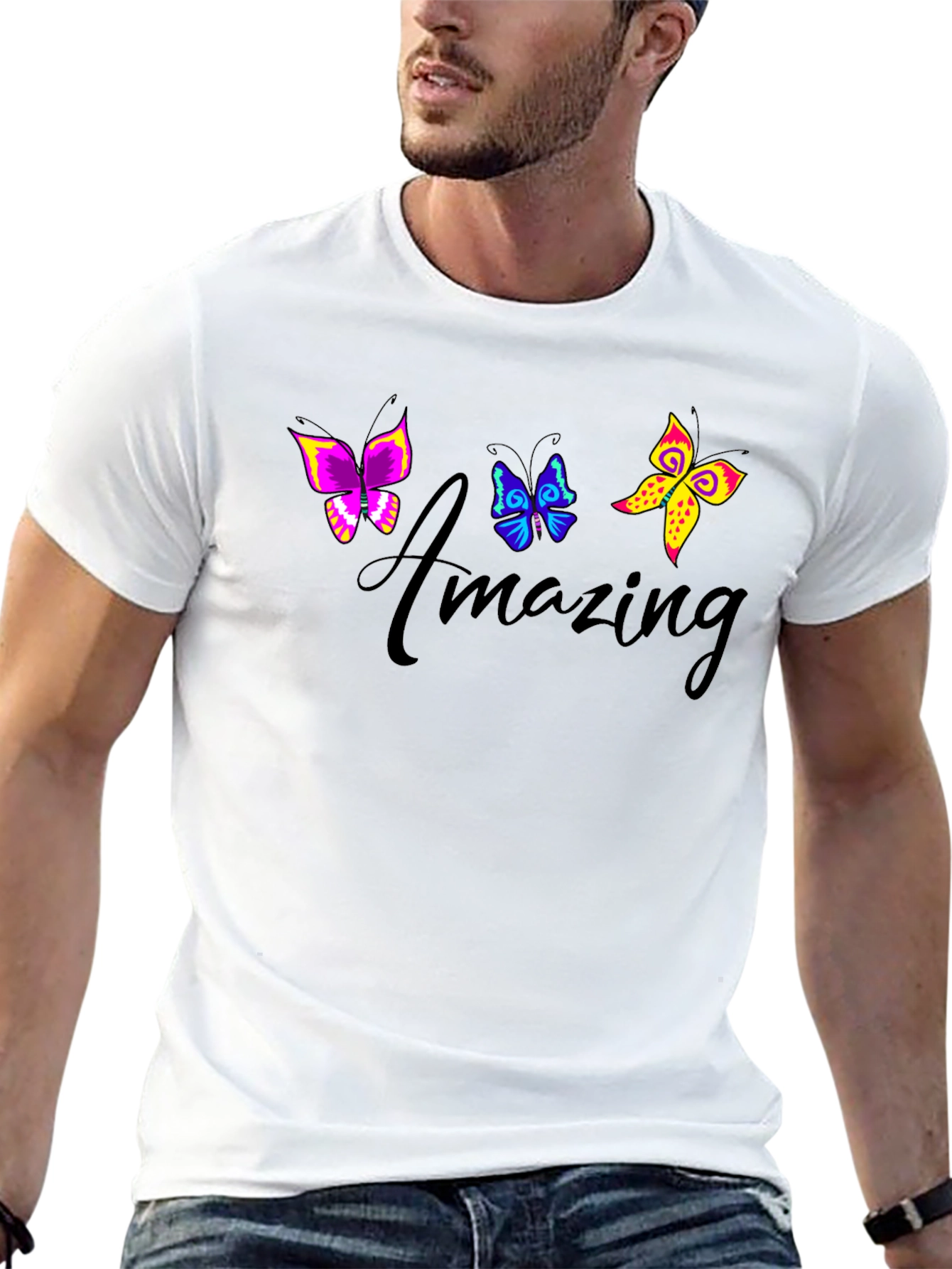 Amazing Butterfly Graphic Black T-Shirt