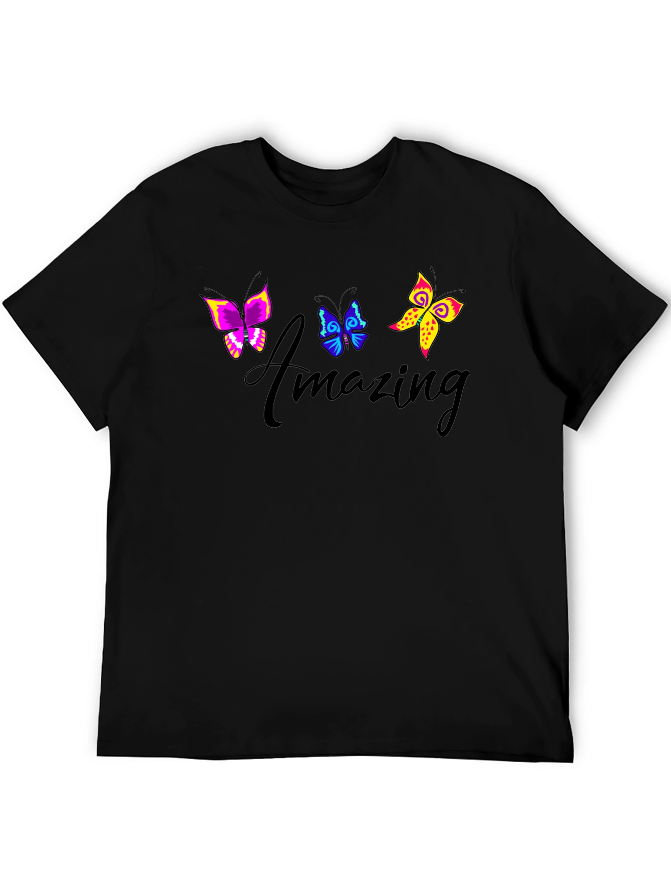Amazing Butterfly Graphic Black T-Shirt