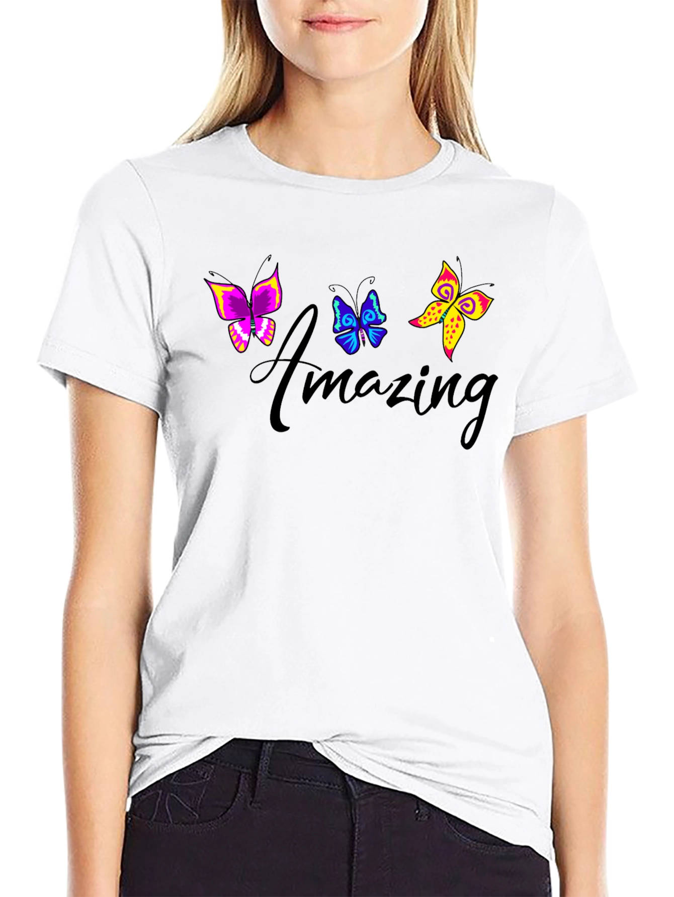 Amazing Butterfly Graphic Black T-Shirt