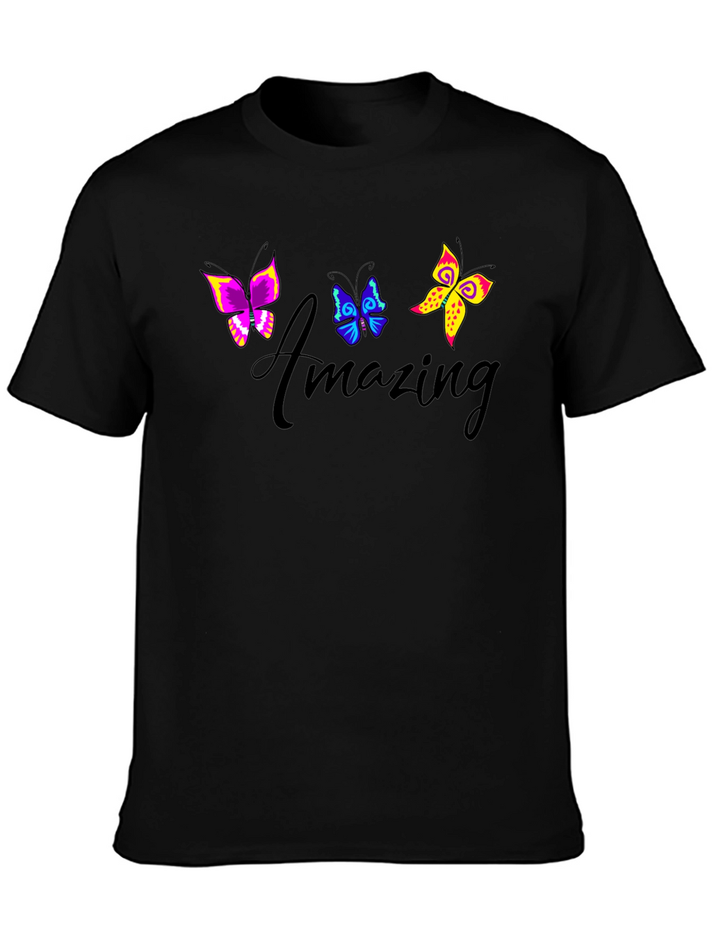 Amazing Butterfly Graphic Black T-Shirt