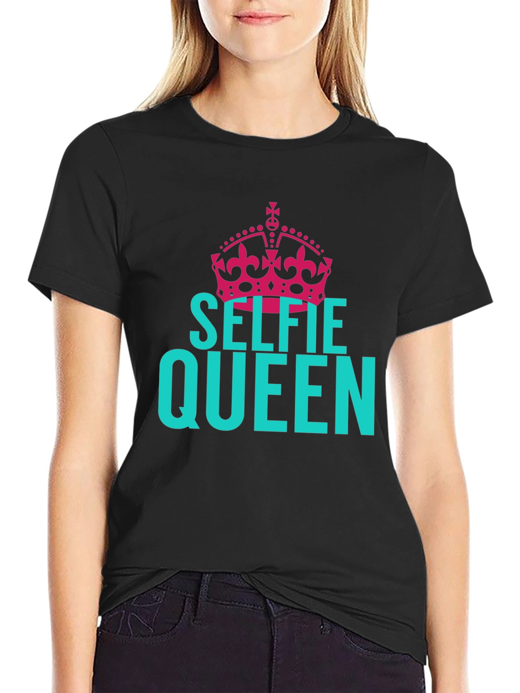 Selfie Queen Graphic Tee - Black Cotton T-Shirt