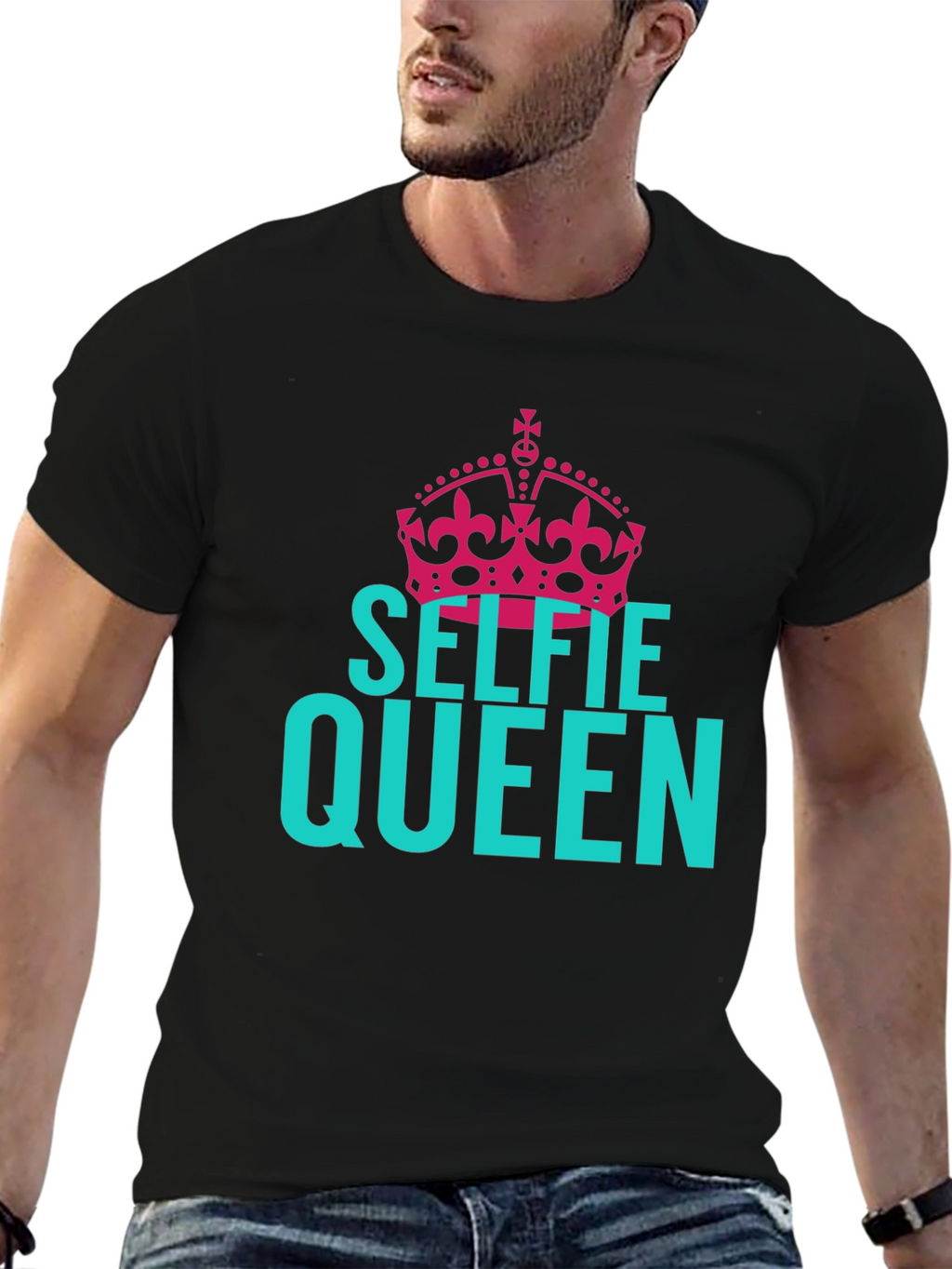 Selfie Queen Graphic Tee - Black Cotton T-Shirt