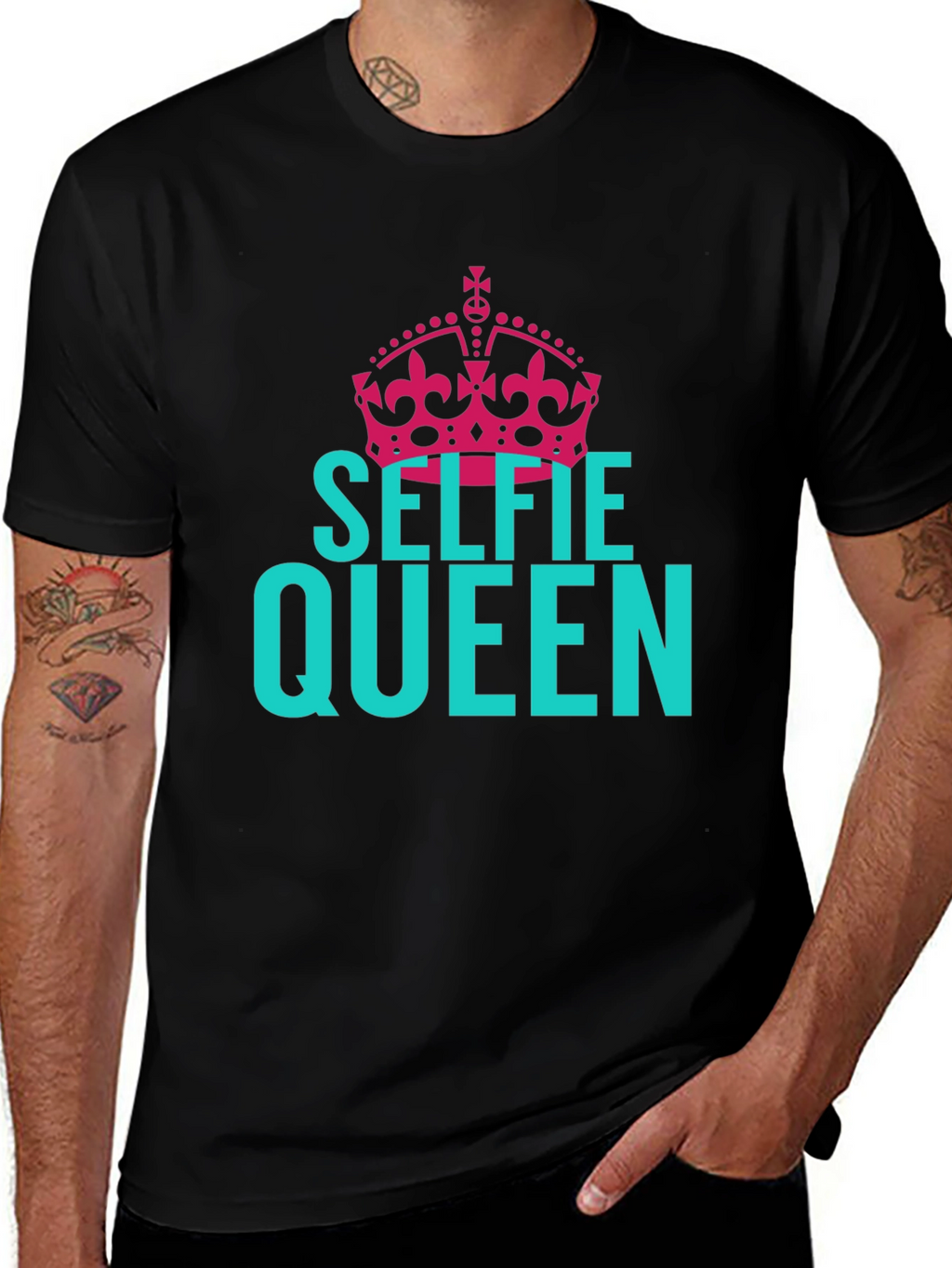 Selfie Queen Graphic Tee - Black Cotton T-Shirt