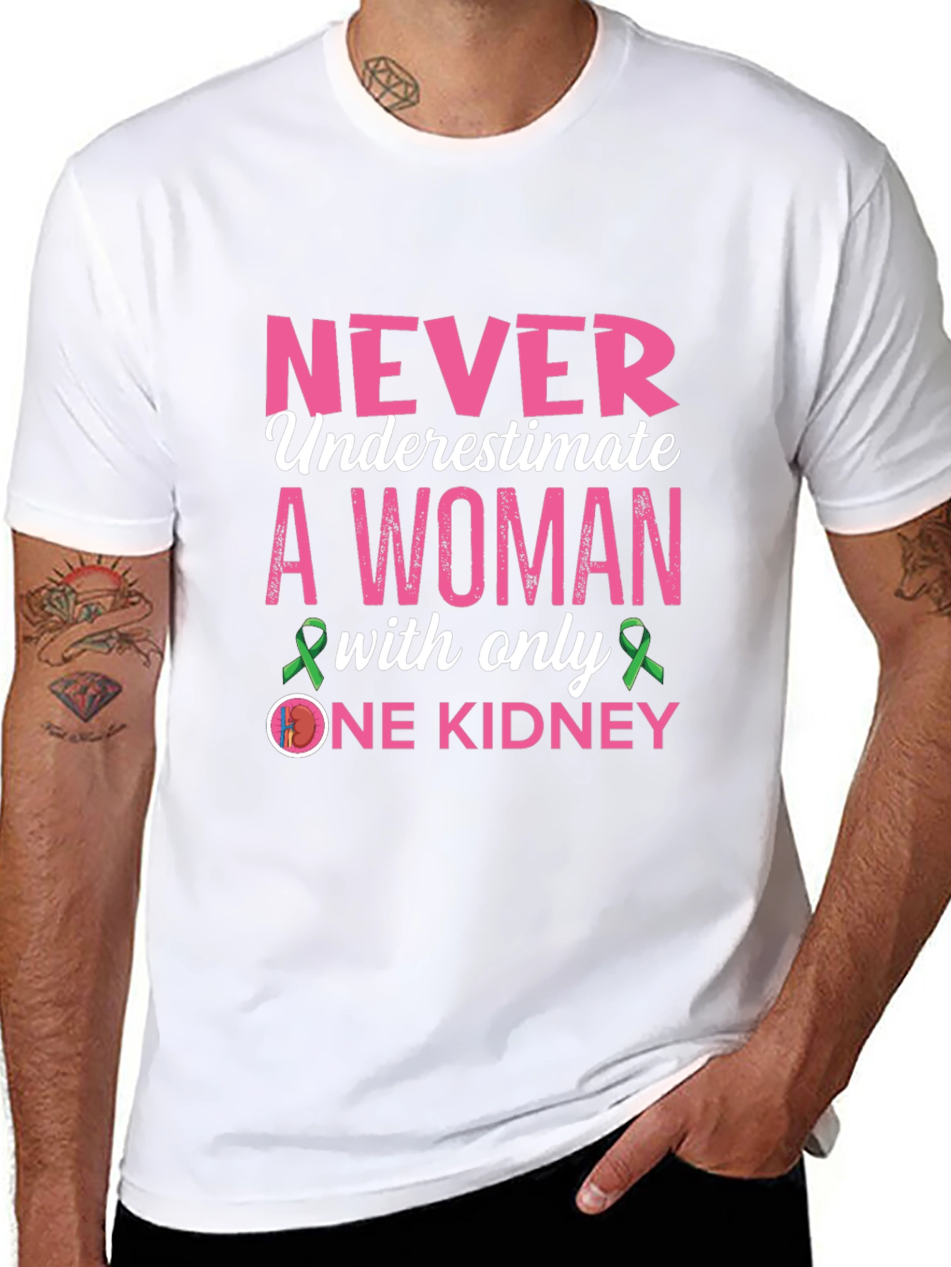 Never Underestimate One Kidney Awareness T-Shirt