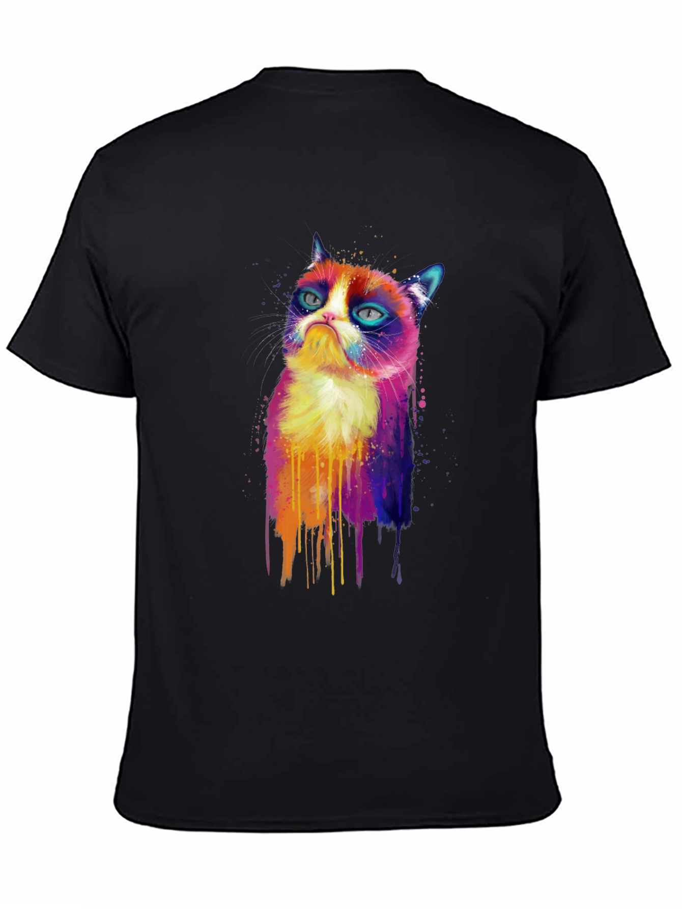 Grumpy Cat Watercolor T-Shirt - Unisex Black Tee
