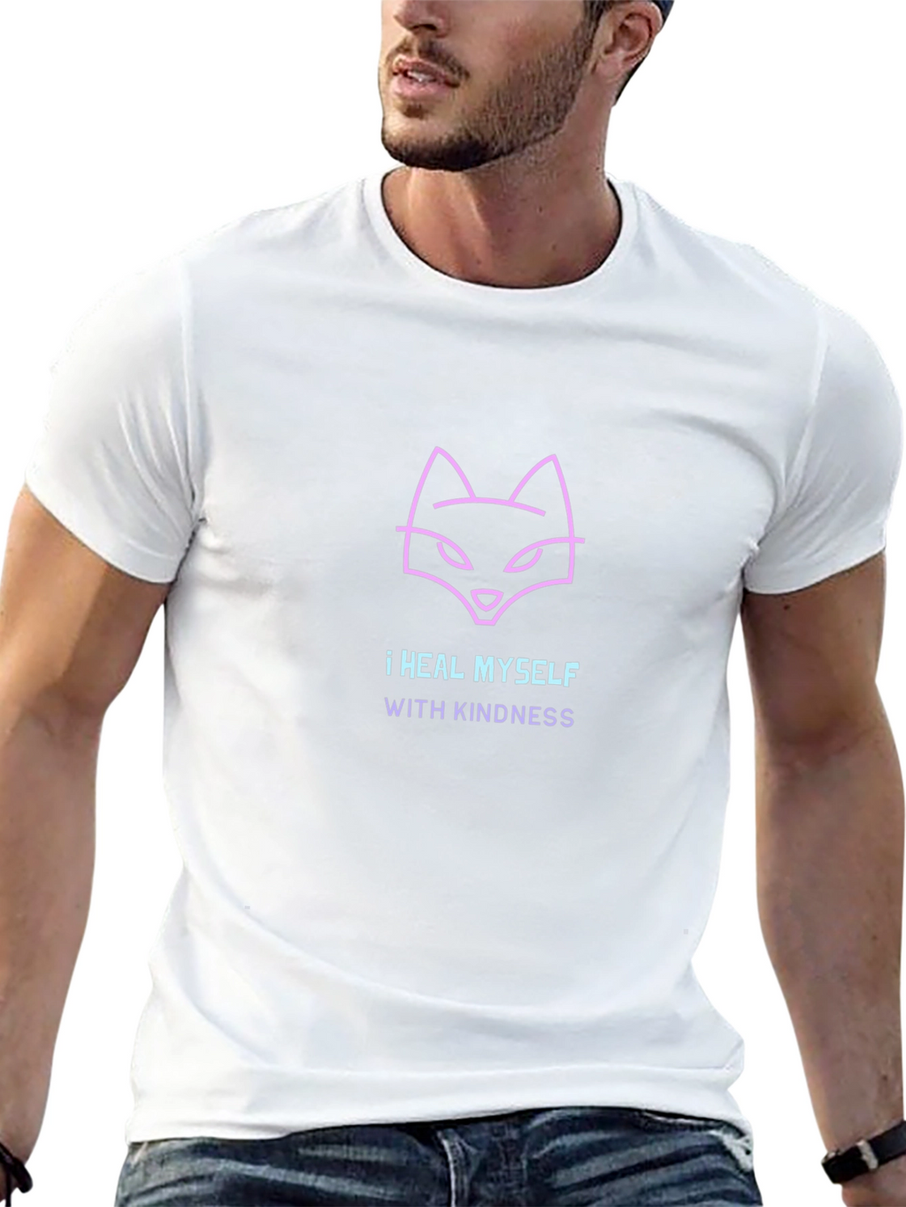 Kindness Heals T-Shirt -  Unique Neon Fox Design