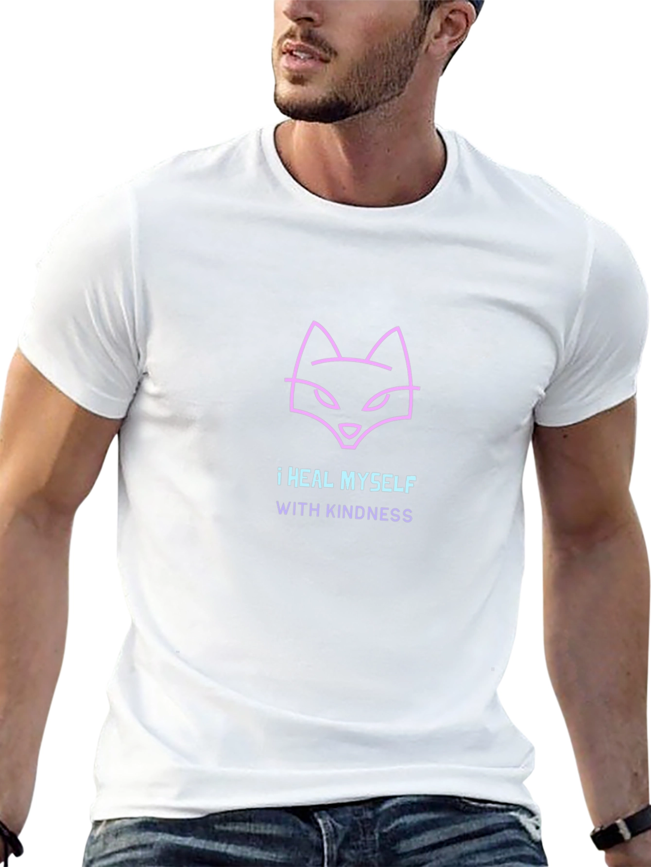 Kindness Heals T-Shirt -  Unique Neon Fox Design