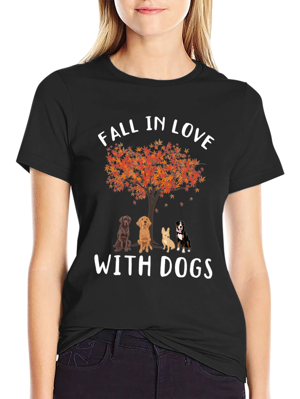 Fall in Love with Dogs Graphic T-Shirt