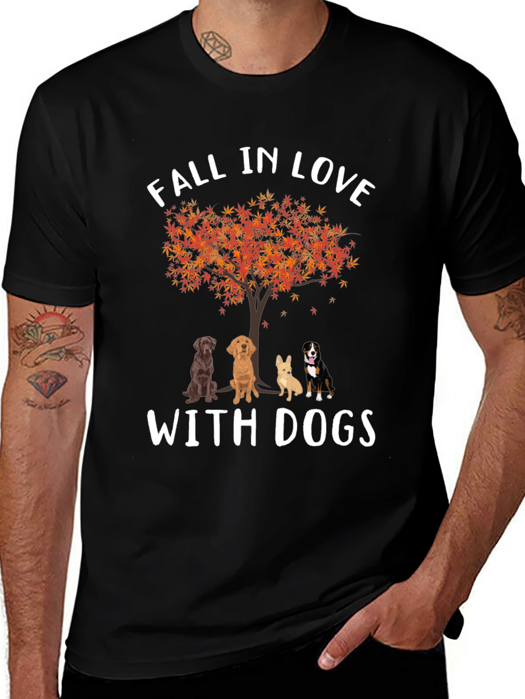Fall in Love with Dogs Graphic T-Shirt