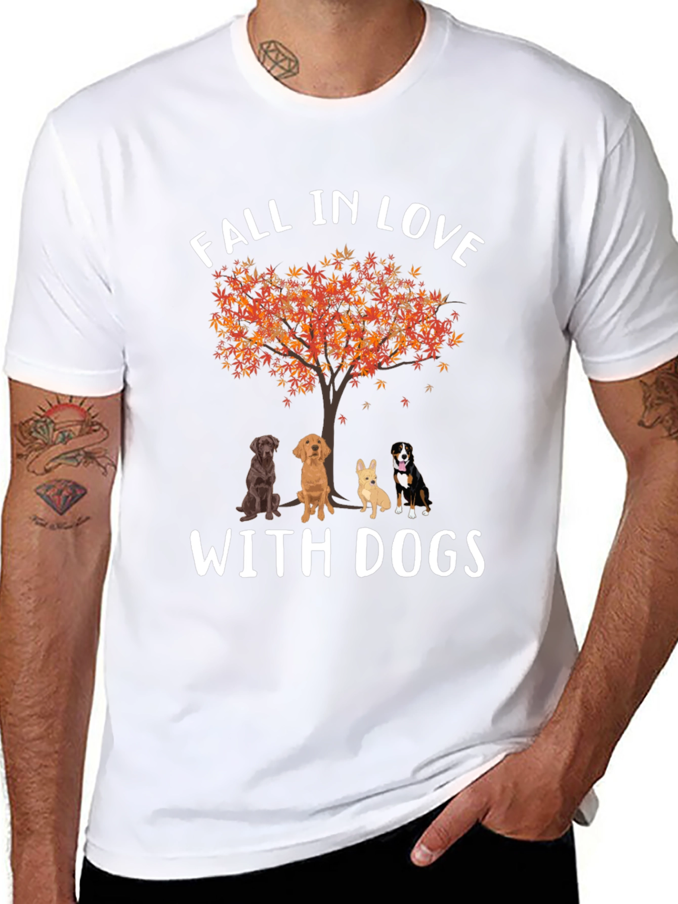 Fall in Love with Dogs Graphic T-Shirt