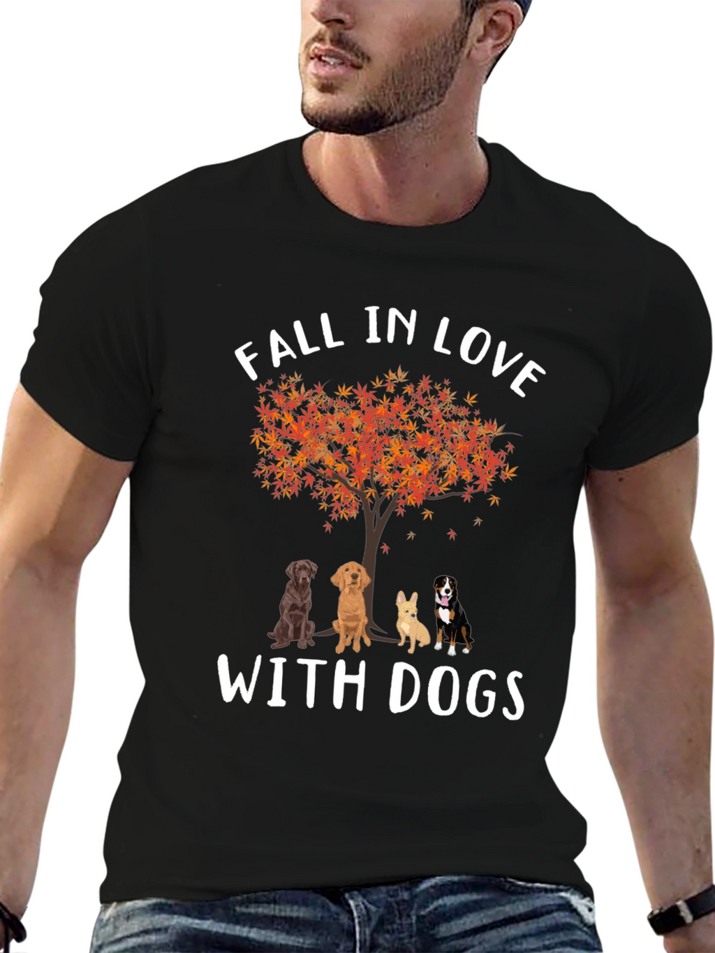 Fall in Love with Dogs Graphic T-Shirt