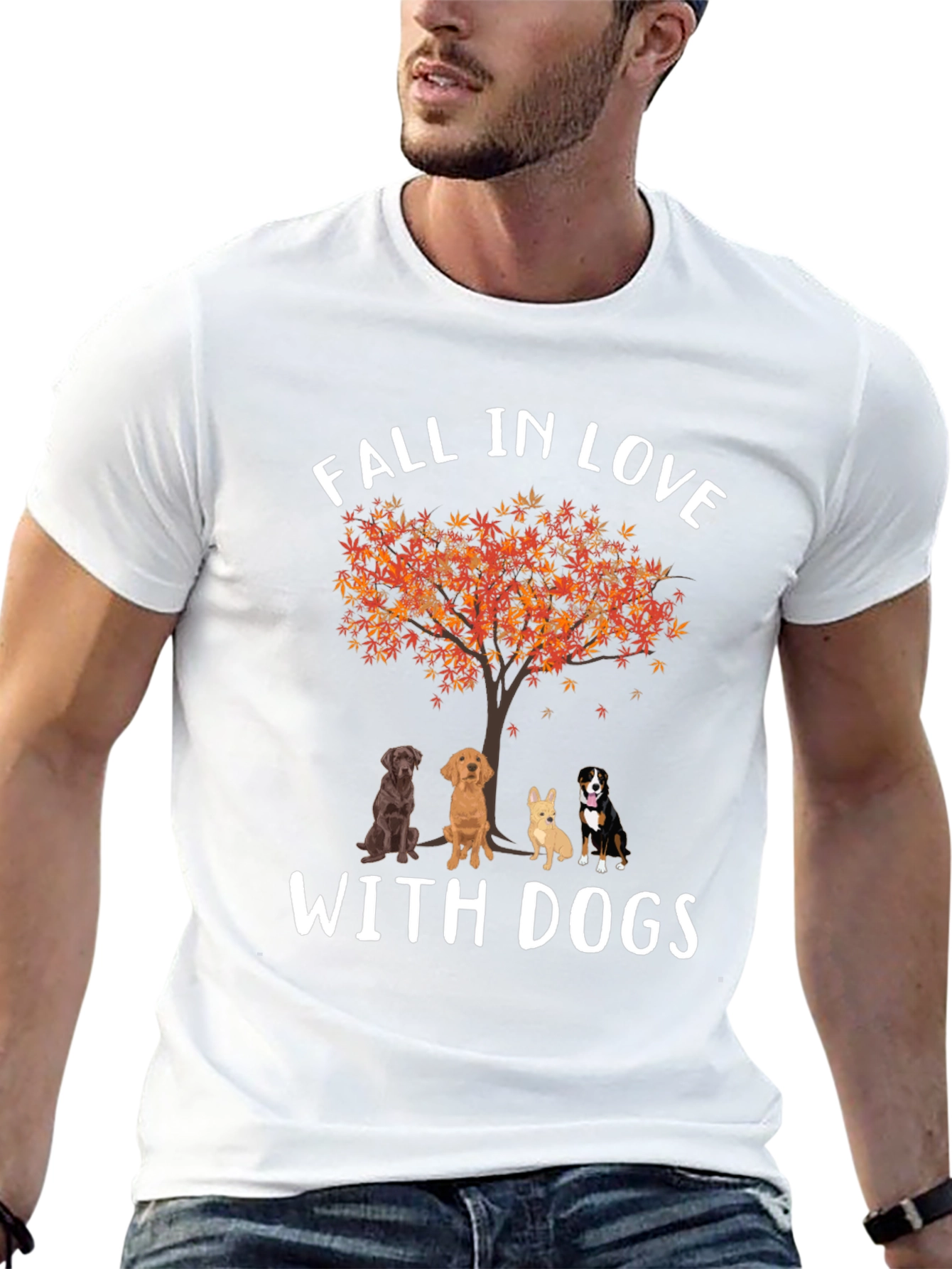 Fall in Love with Dogs Graphic T-Shirt