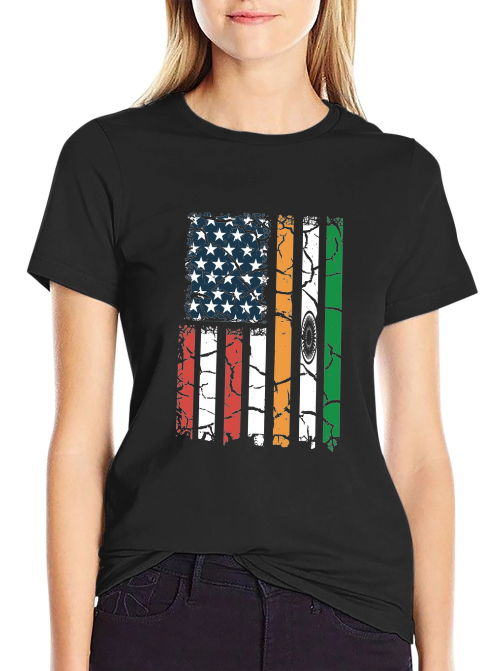 USA India Flag Graphic T-Shirt