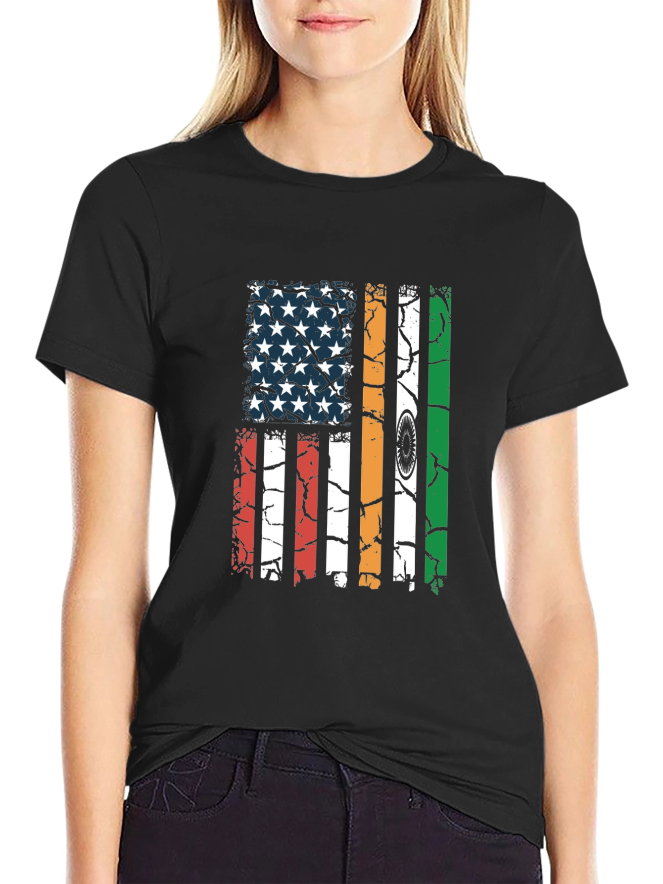 USA India Flag Graphic T-Shirt