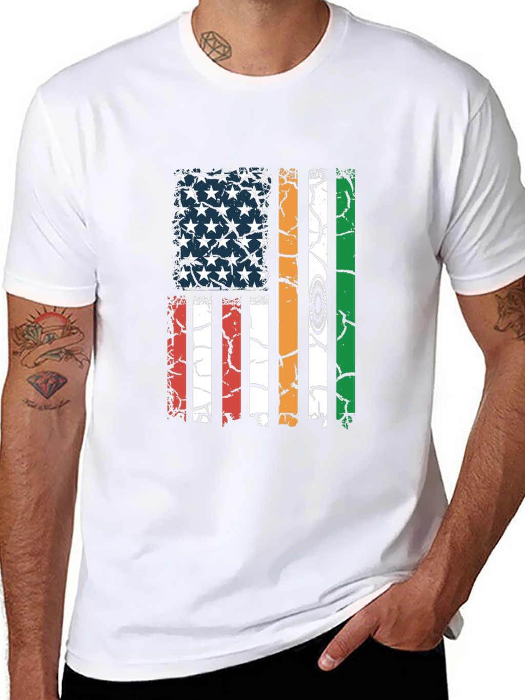 USA India Flag Graphic T-Shirt