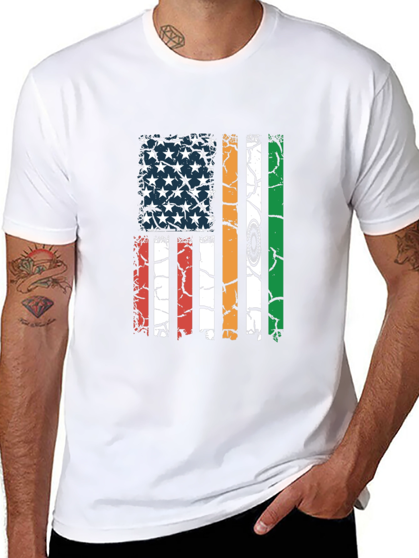 USA India Flag Graphic T-Shirt