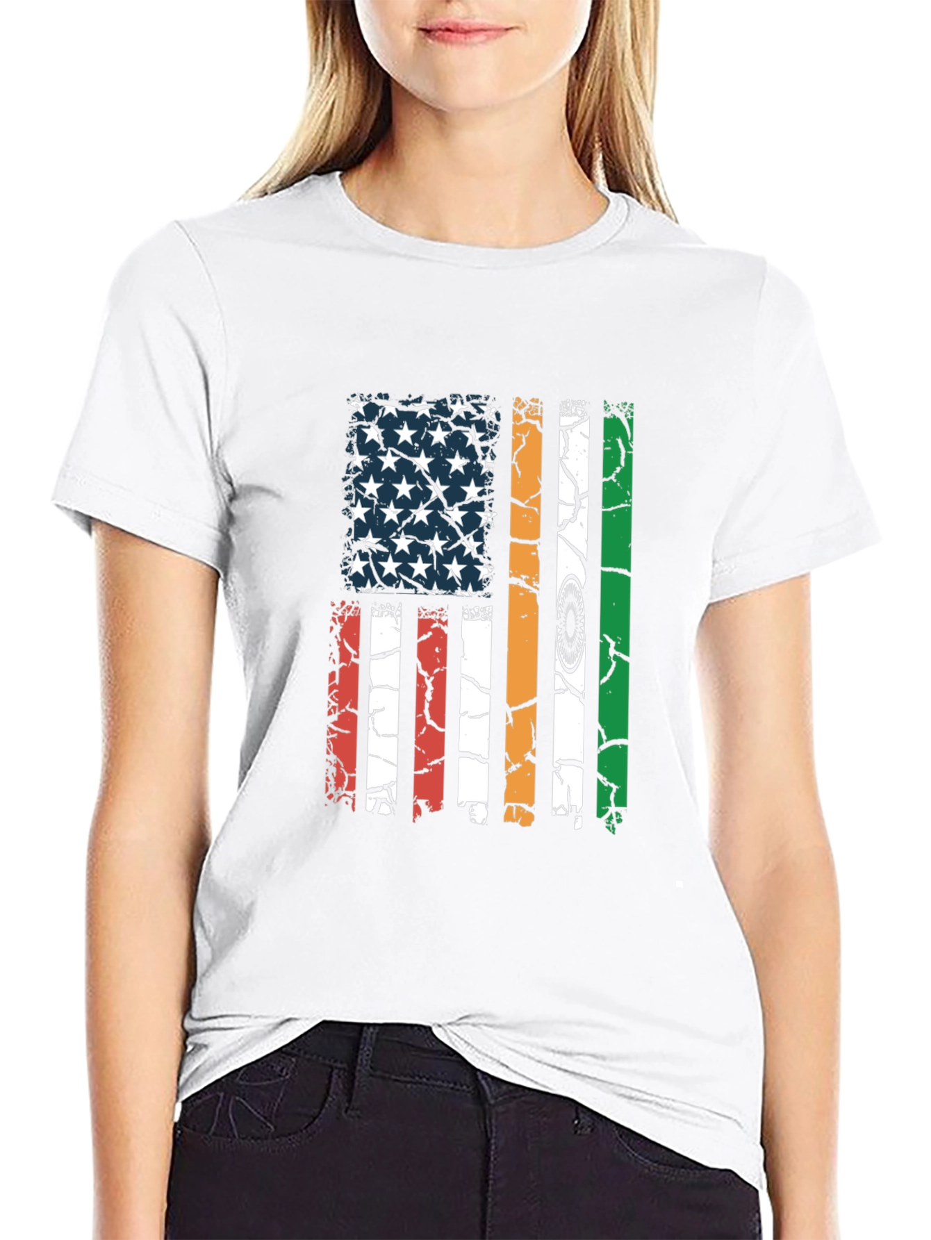 USA India Flag Graphic T-Shirt