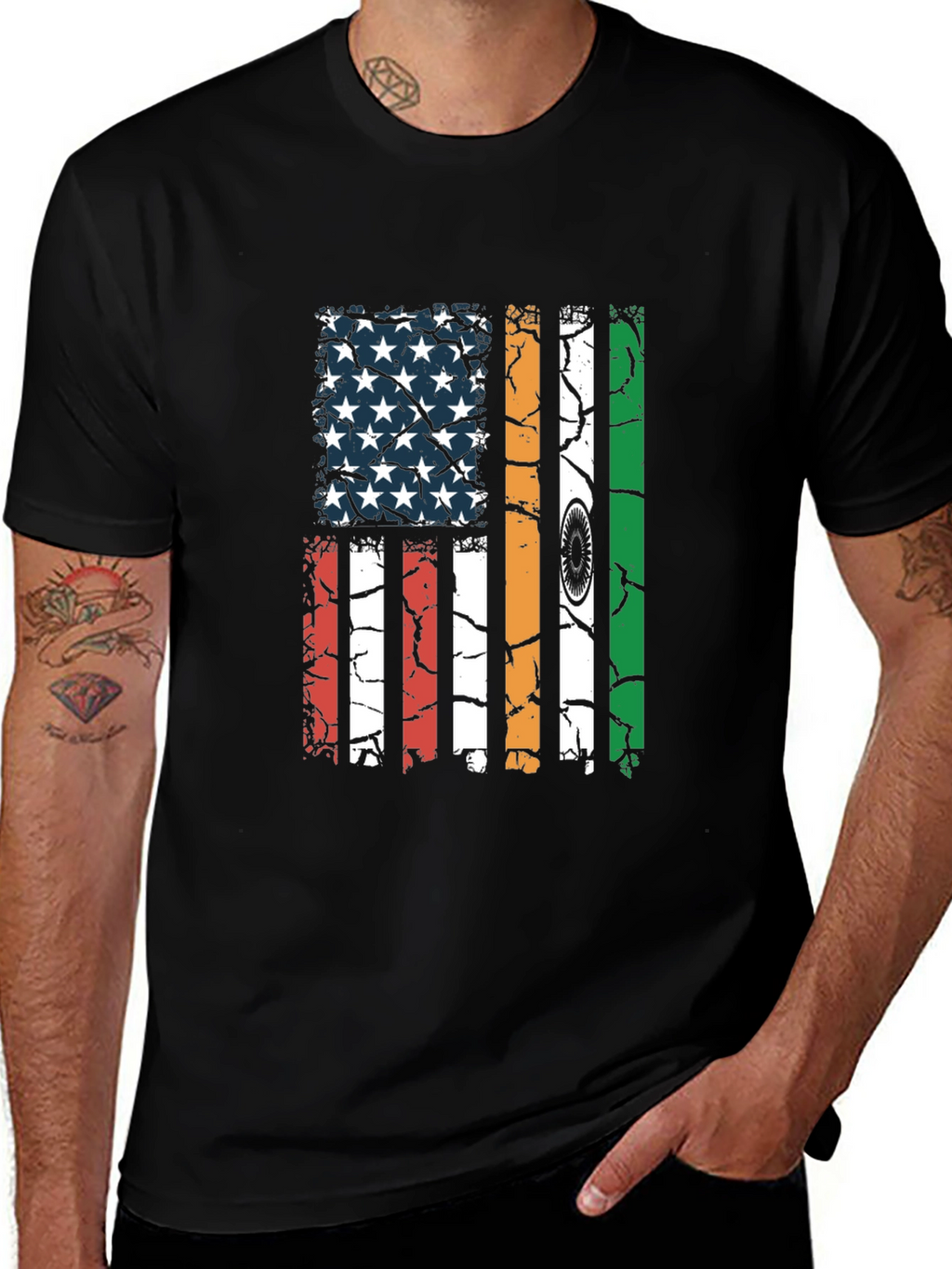 USA India Flag Graphic T-Shirt