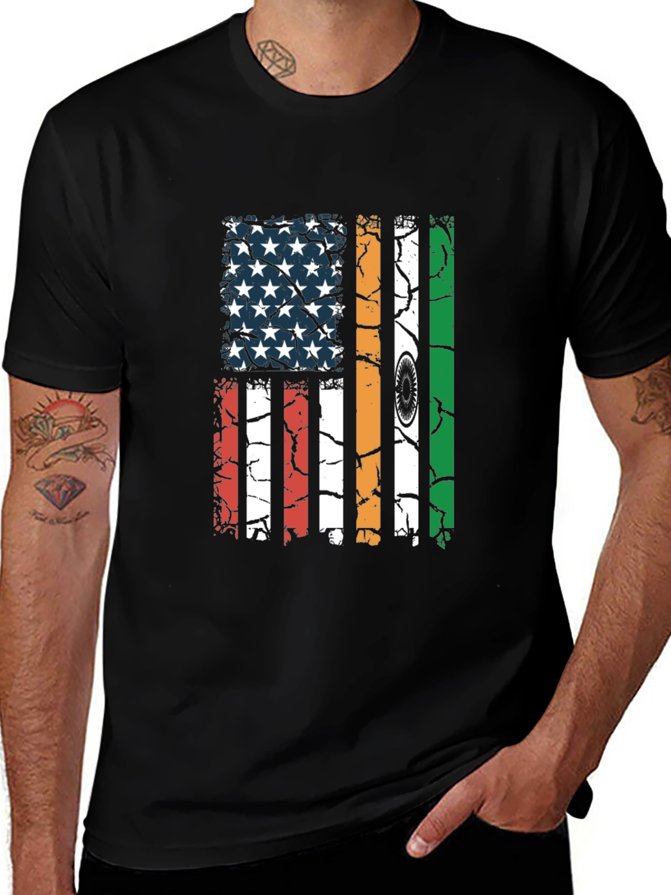 USA India Flag Graphic T-Shirt