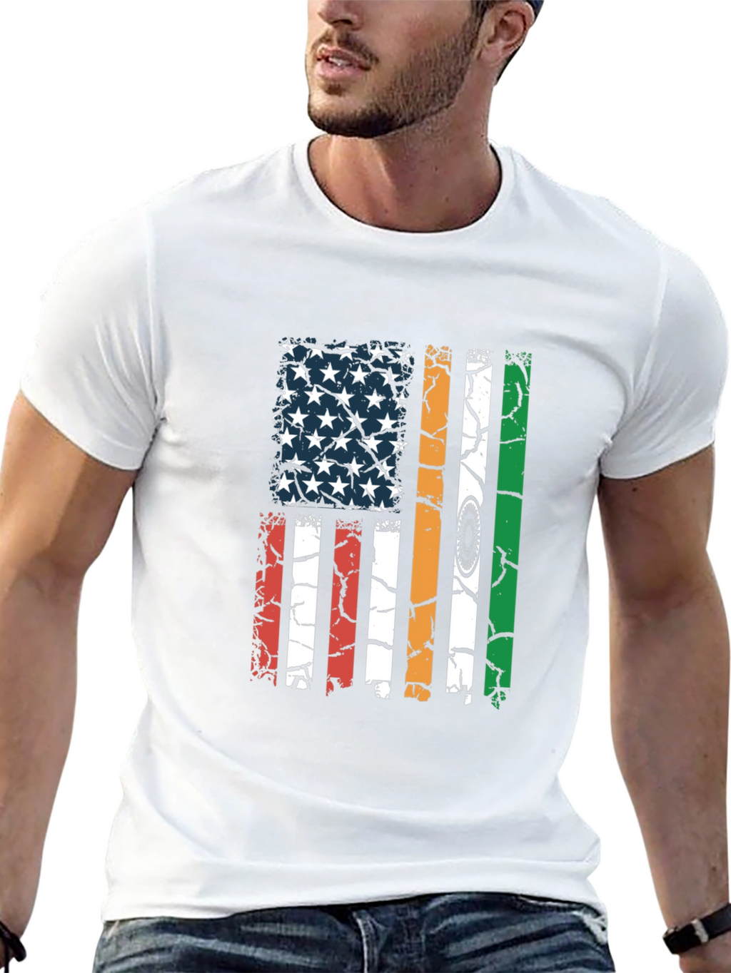 USA India Flag Graphic T-Shirt