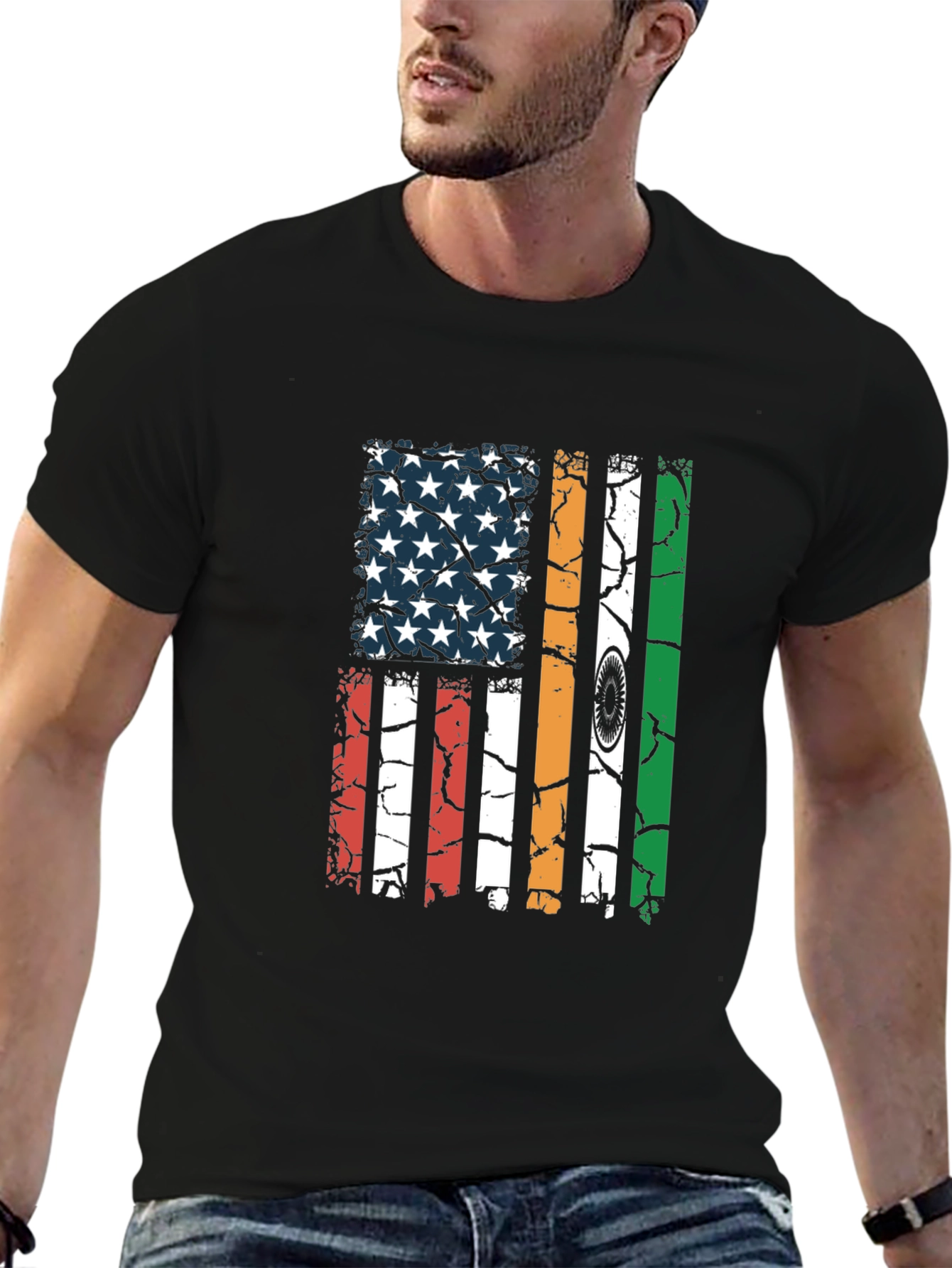 USA India Flag Graphic T-Shirt