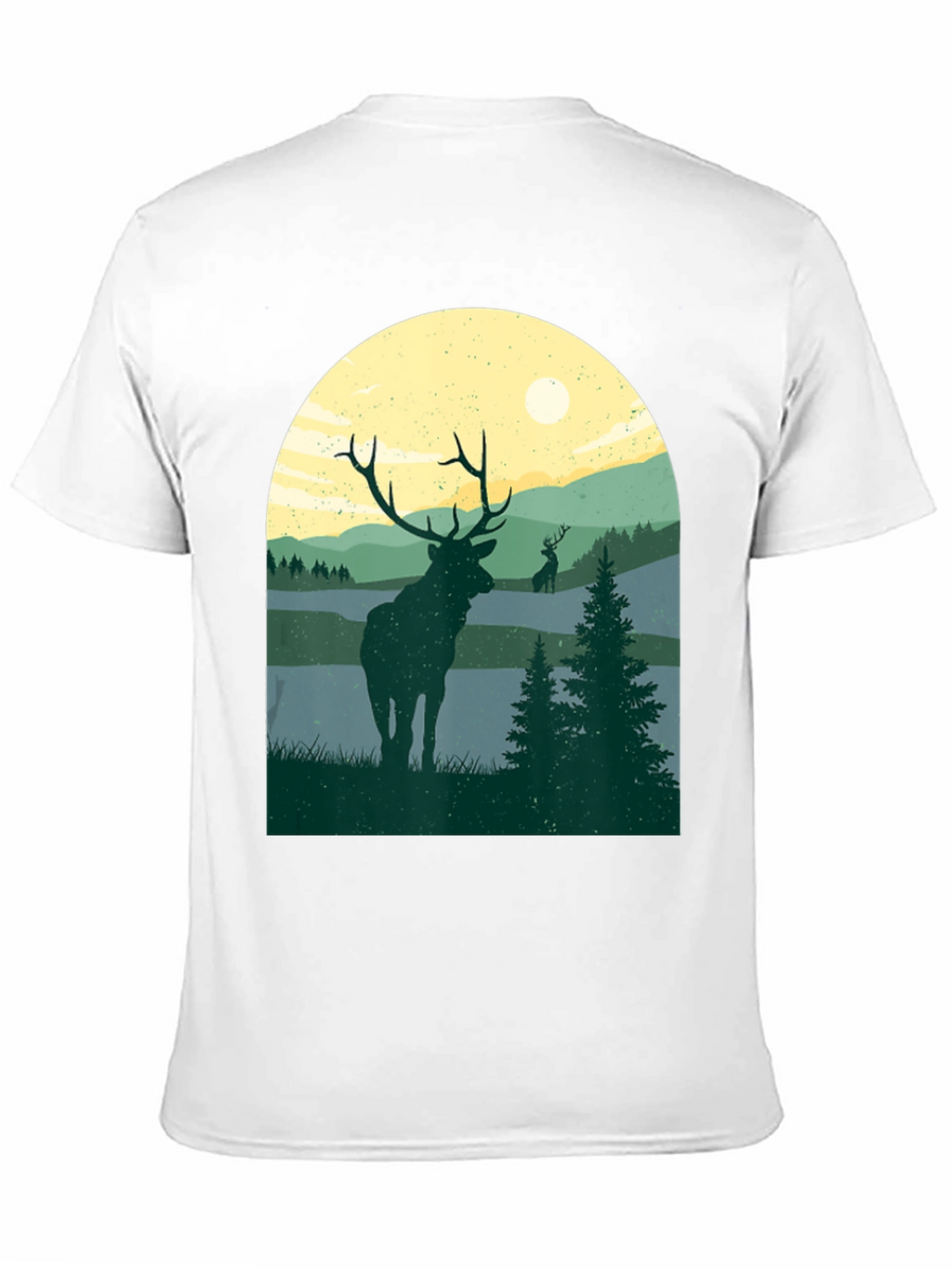Nature Deer Graphic T-Shirt - Black