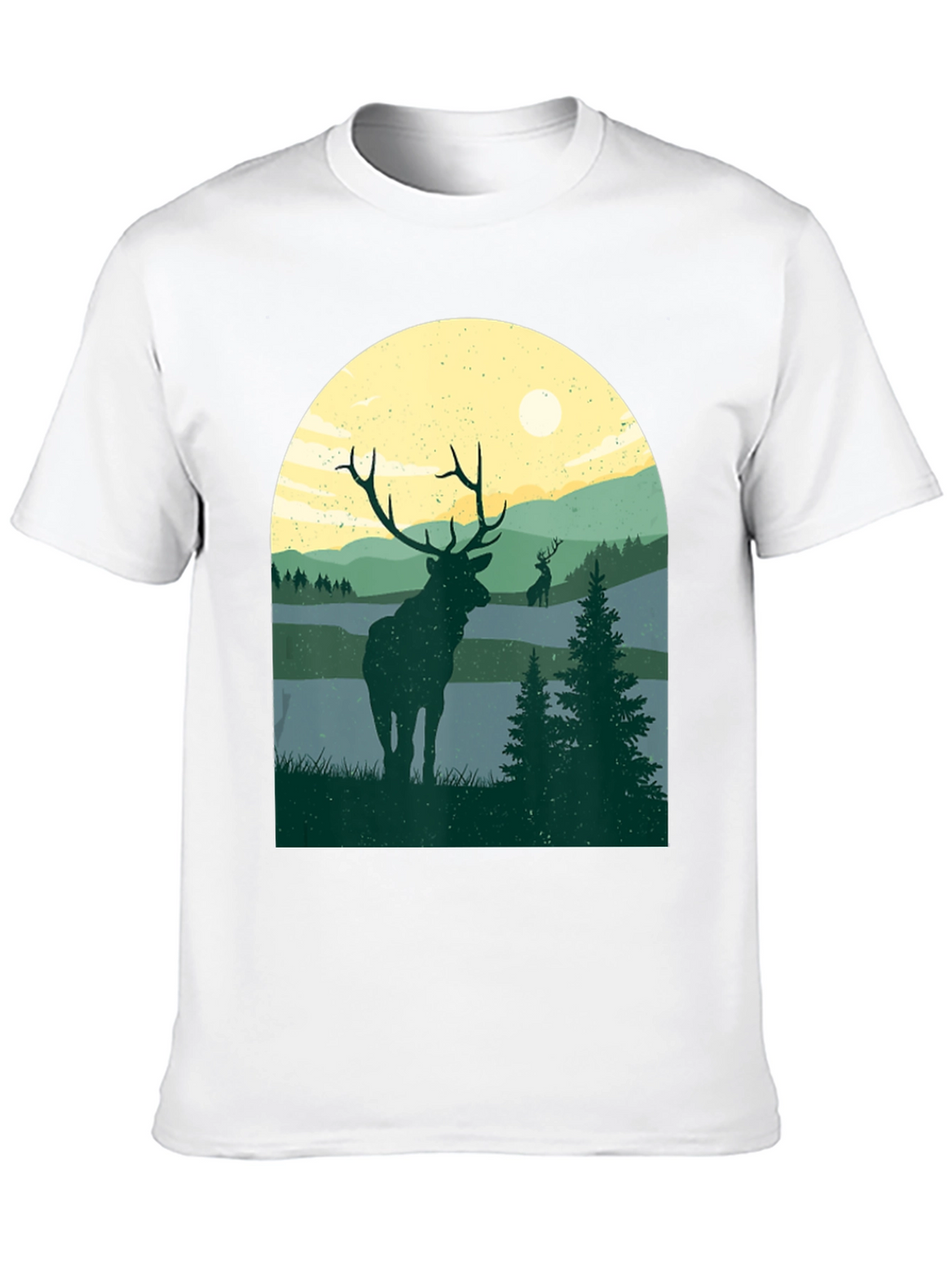 Nature Deer Graphic T-Shirt - Black