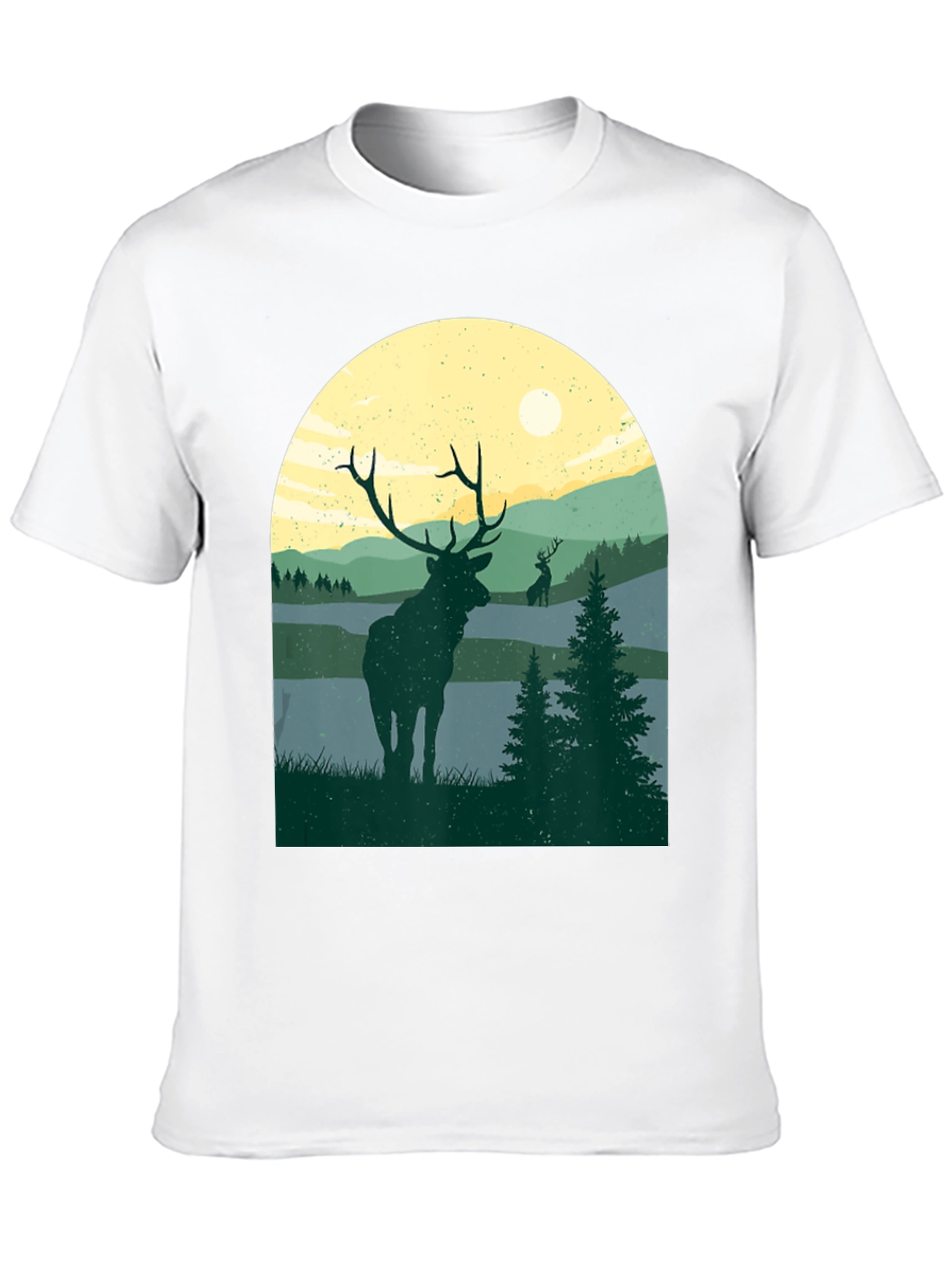 Nature Deer Graphic T-Shirt - Black