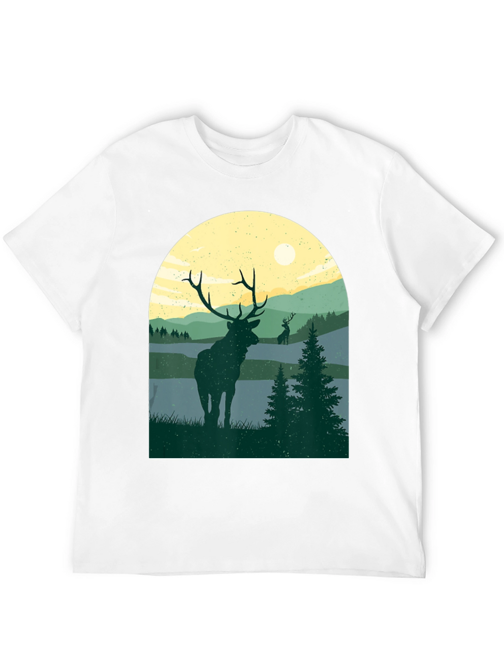 Nature Deer Graphic T-Shirt - Black