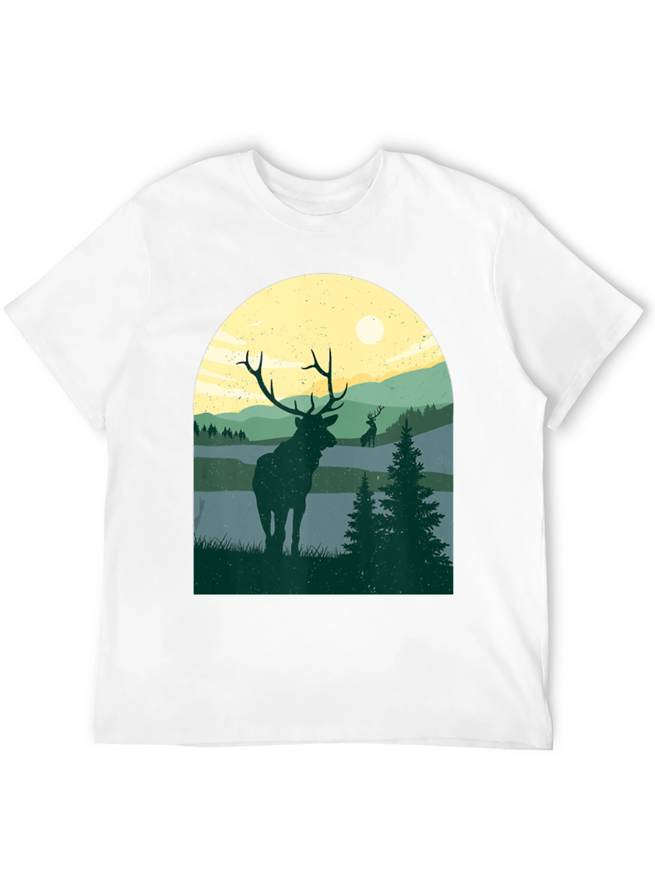 Nature Deer Graphic T-Shirt - Black