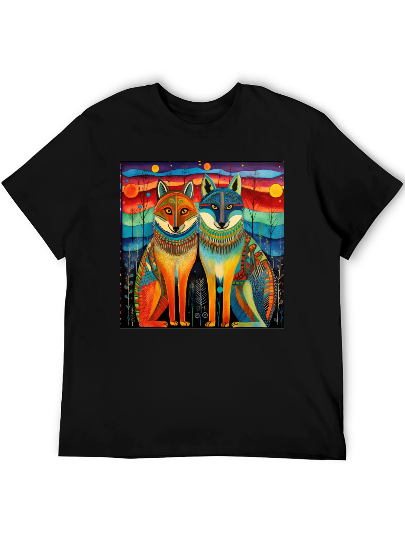 Wolf Art Graphic Tee - Unique Colorful Design