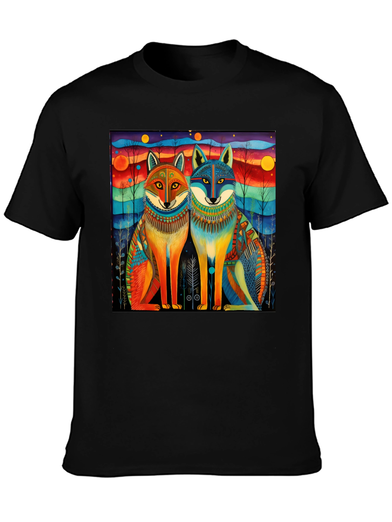 Wolf Art Graphic Tee - Unique Colorful Design