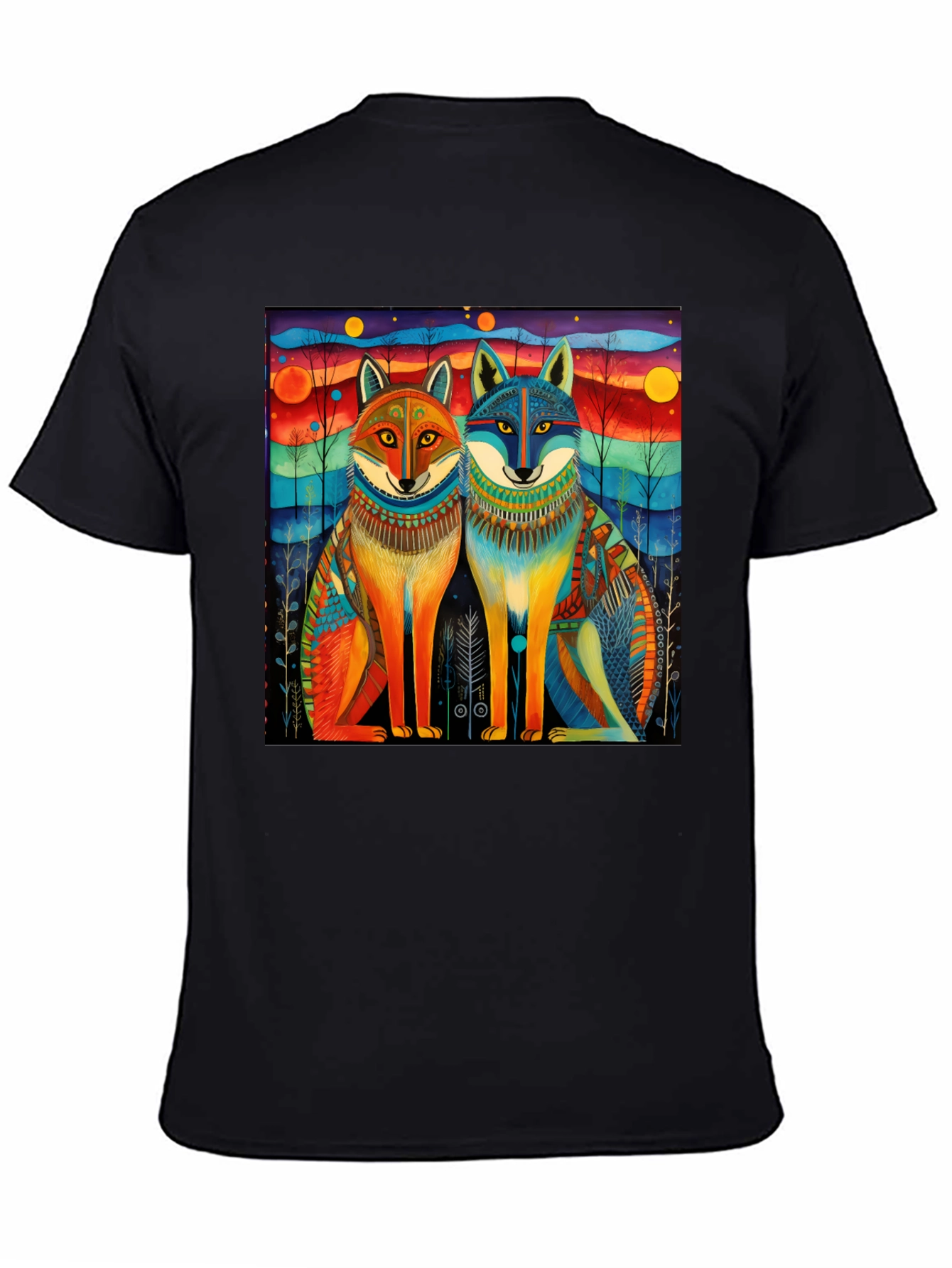 Wolf Art Graphic Tee - Unique Colorful Design