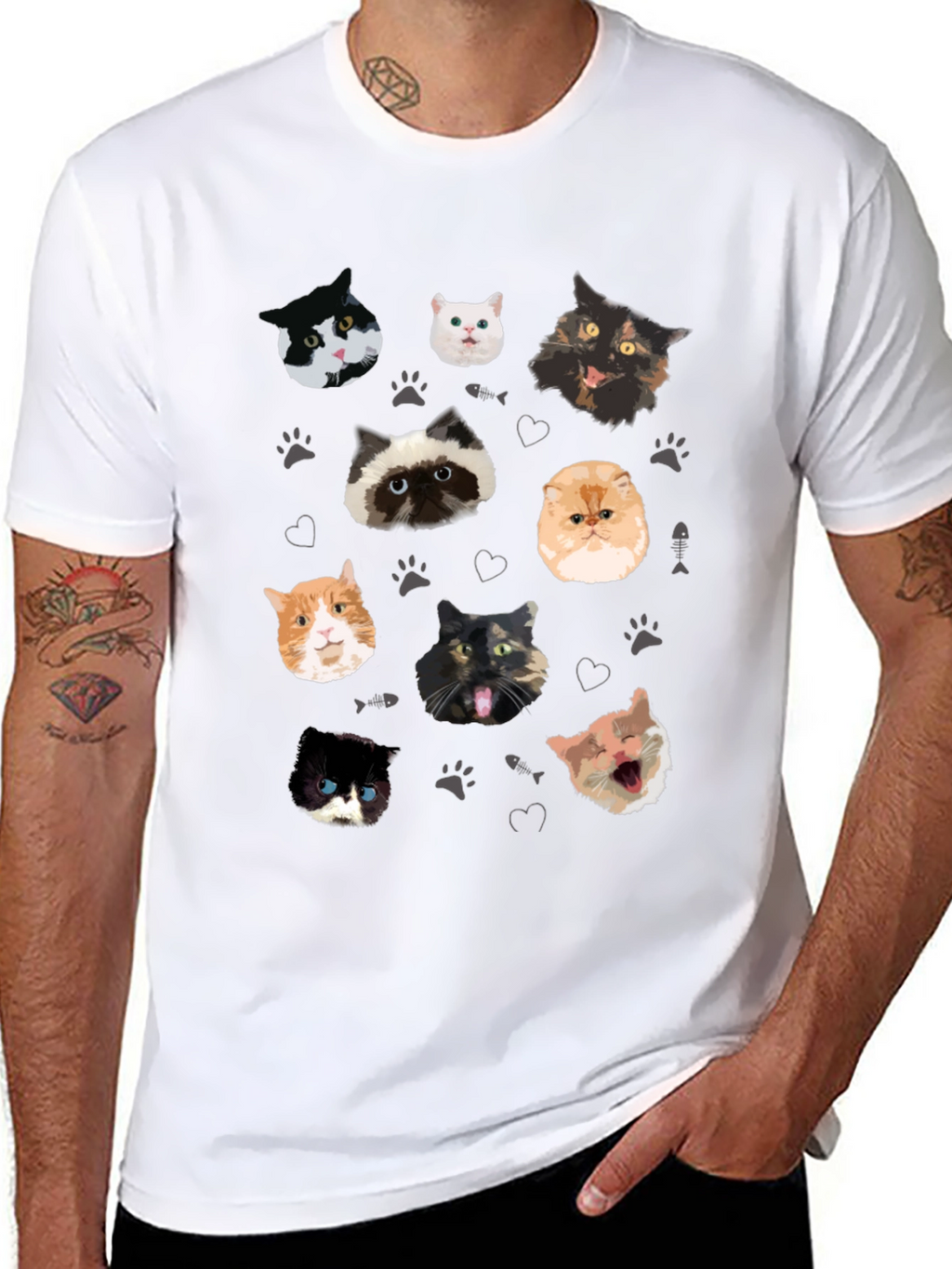 Cat Faces Pattern T-Shirt