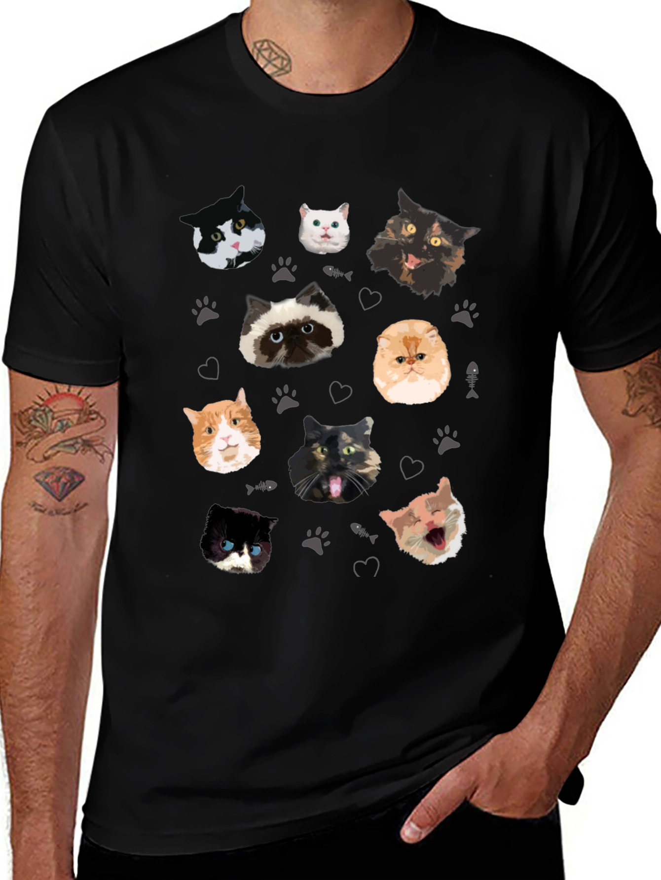 Cat Faces Pattern T-Shirt