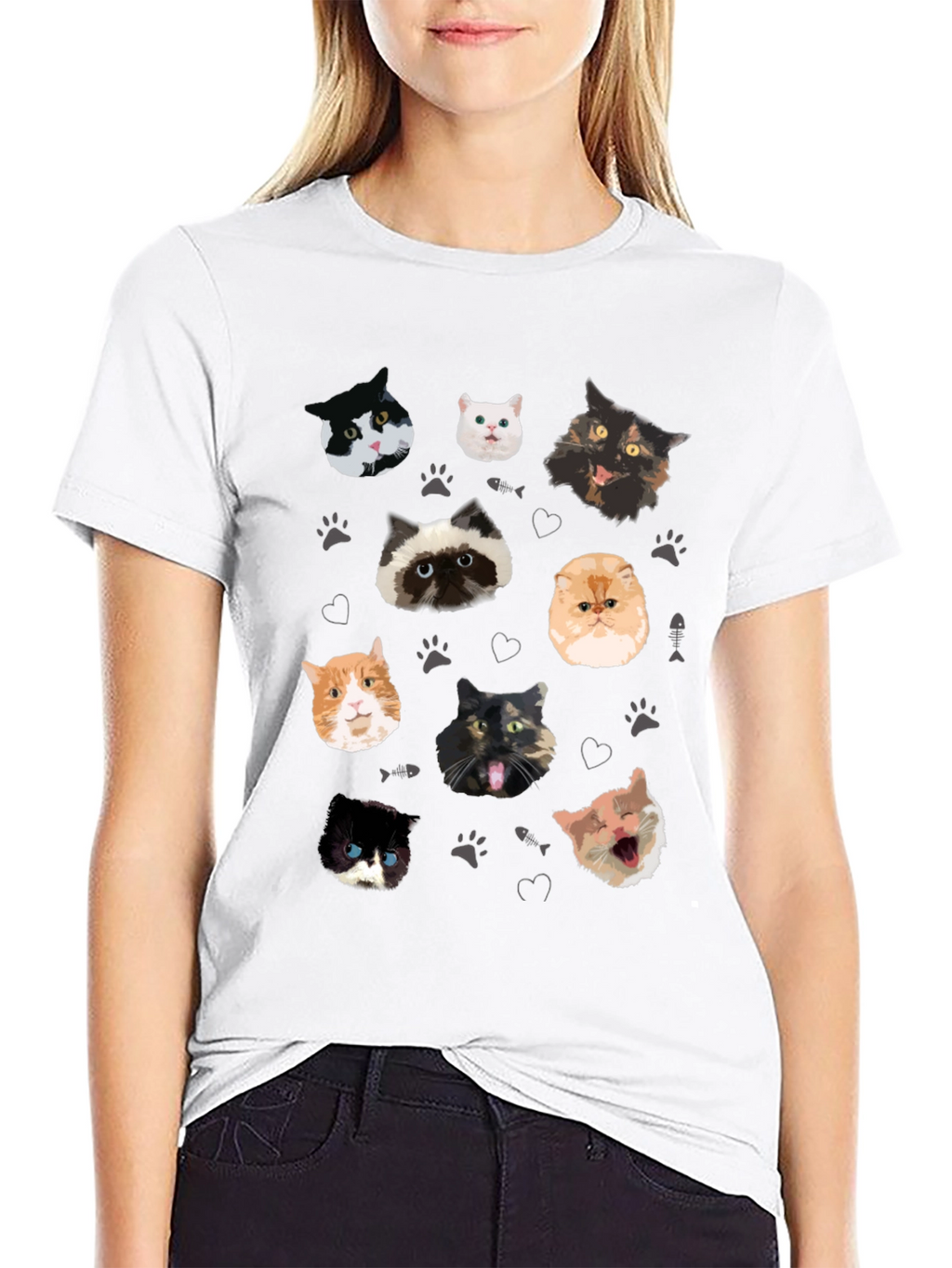 Cat Faces Pattern T-Shirt
