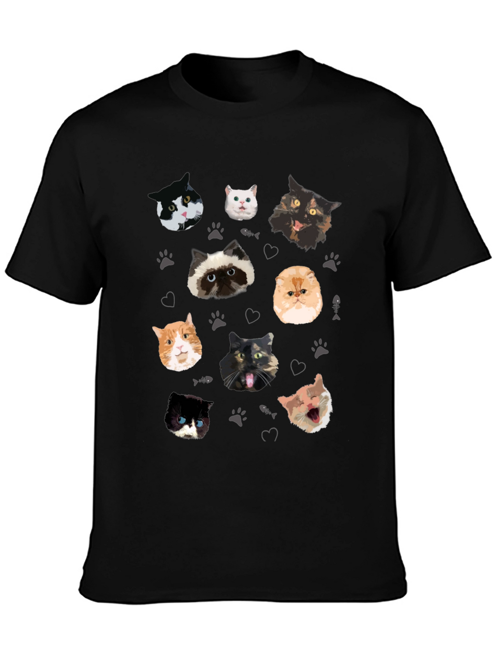 Cat Faces Pattern T-Shirt