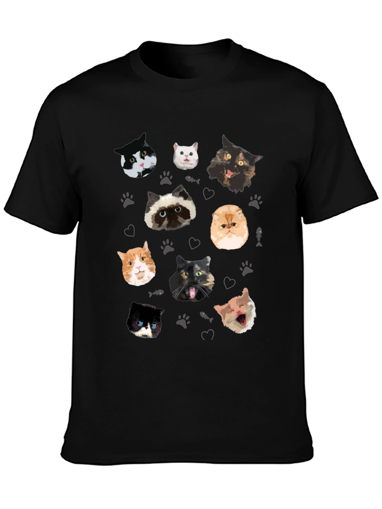 Cat Faces Pattern T-Shirt