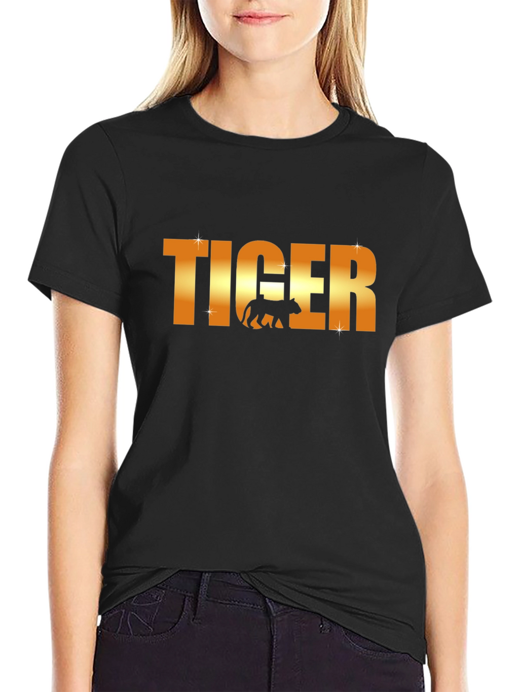 Tiger Graphic T-Shirt - Gold Text Design