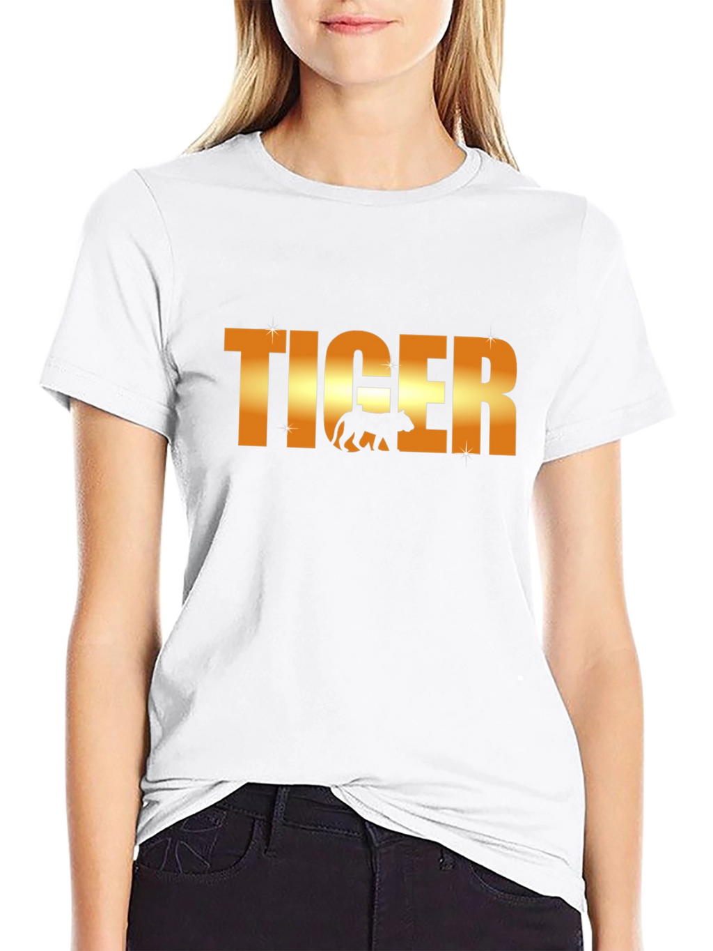 Tiger Graphic T-Shirt - Gold Text Design
