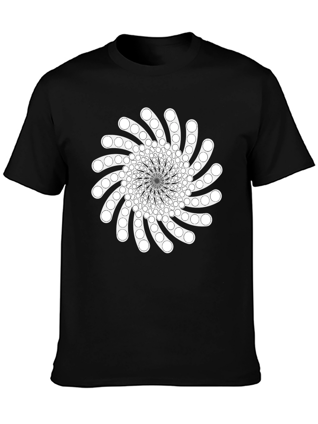 Geometric Swirl Graphic Tee - Black