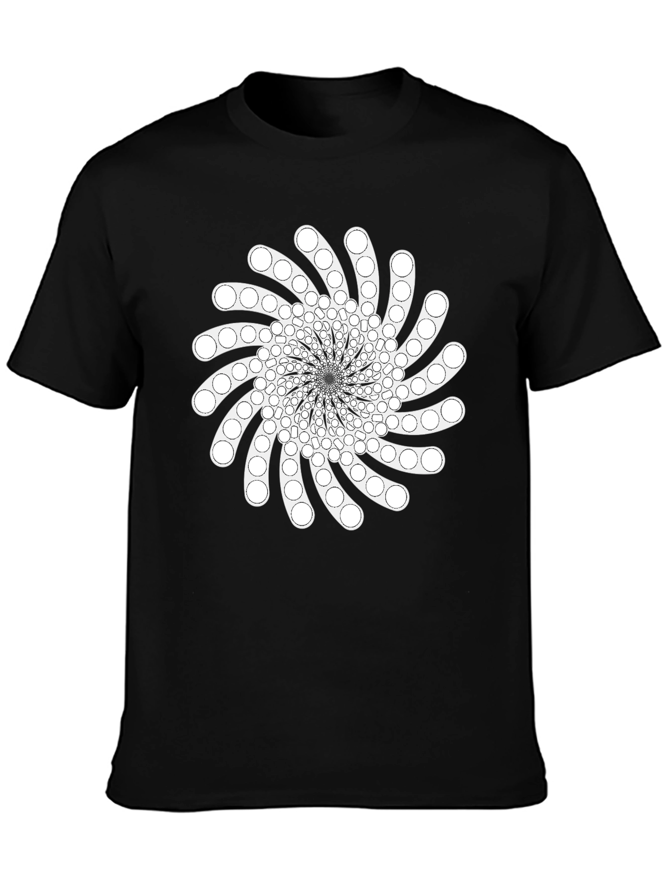 Geometric Swirl Graphic Tee - Black