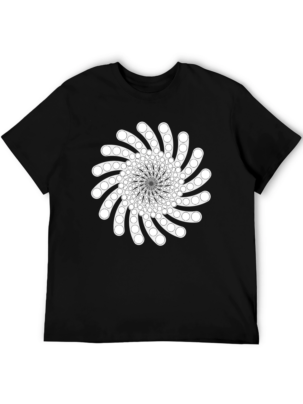 Geometric Swirl Graphic Tee - Black