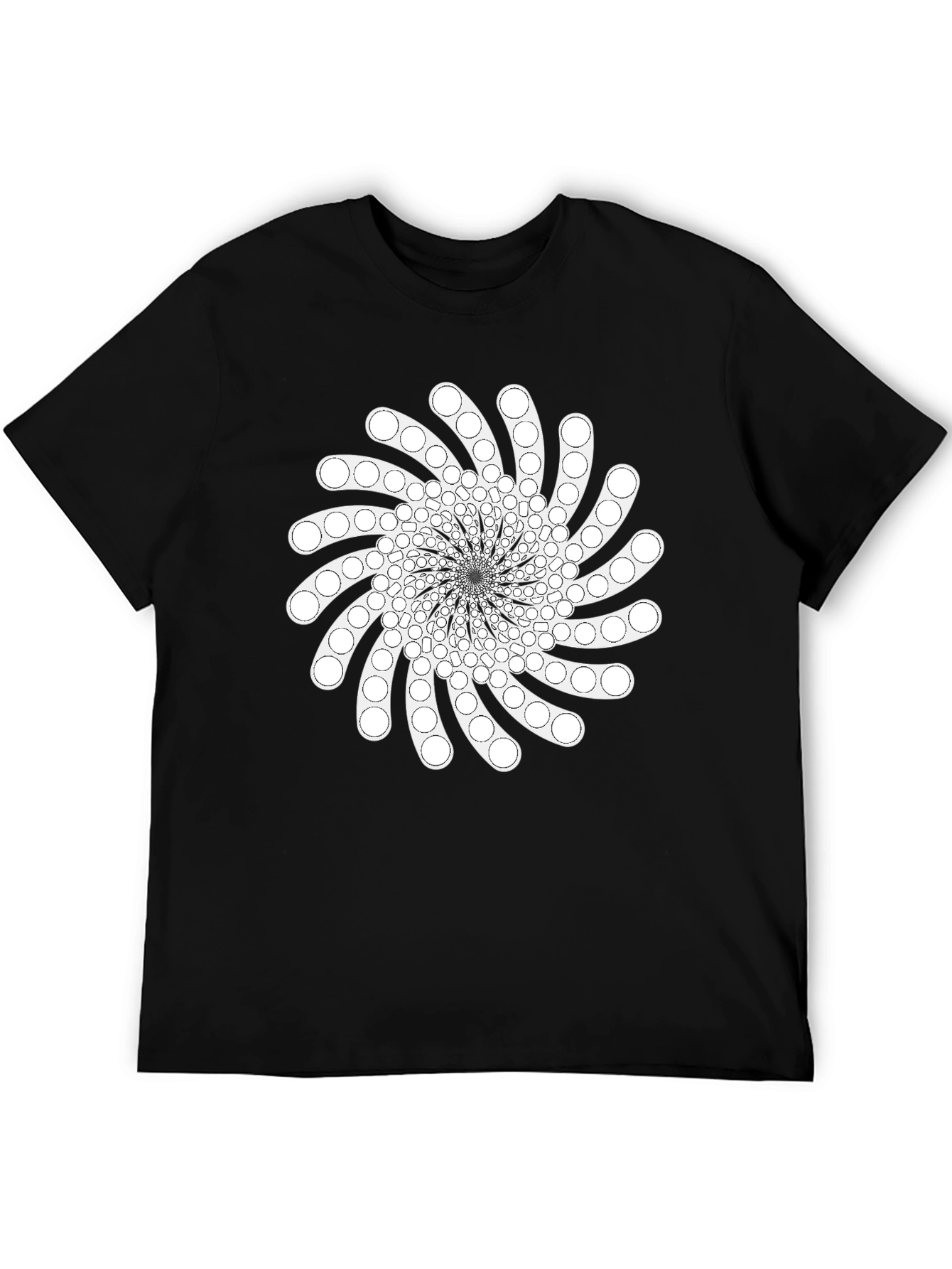 Geometric Swirl Graphic Tee - Black