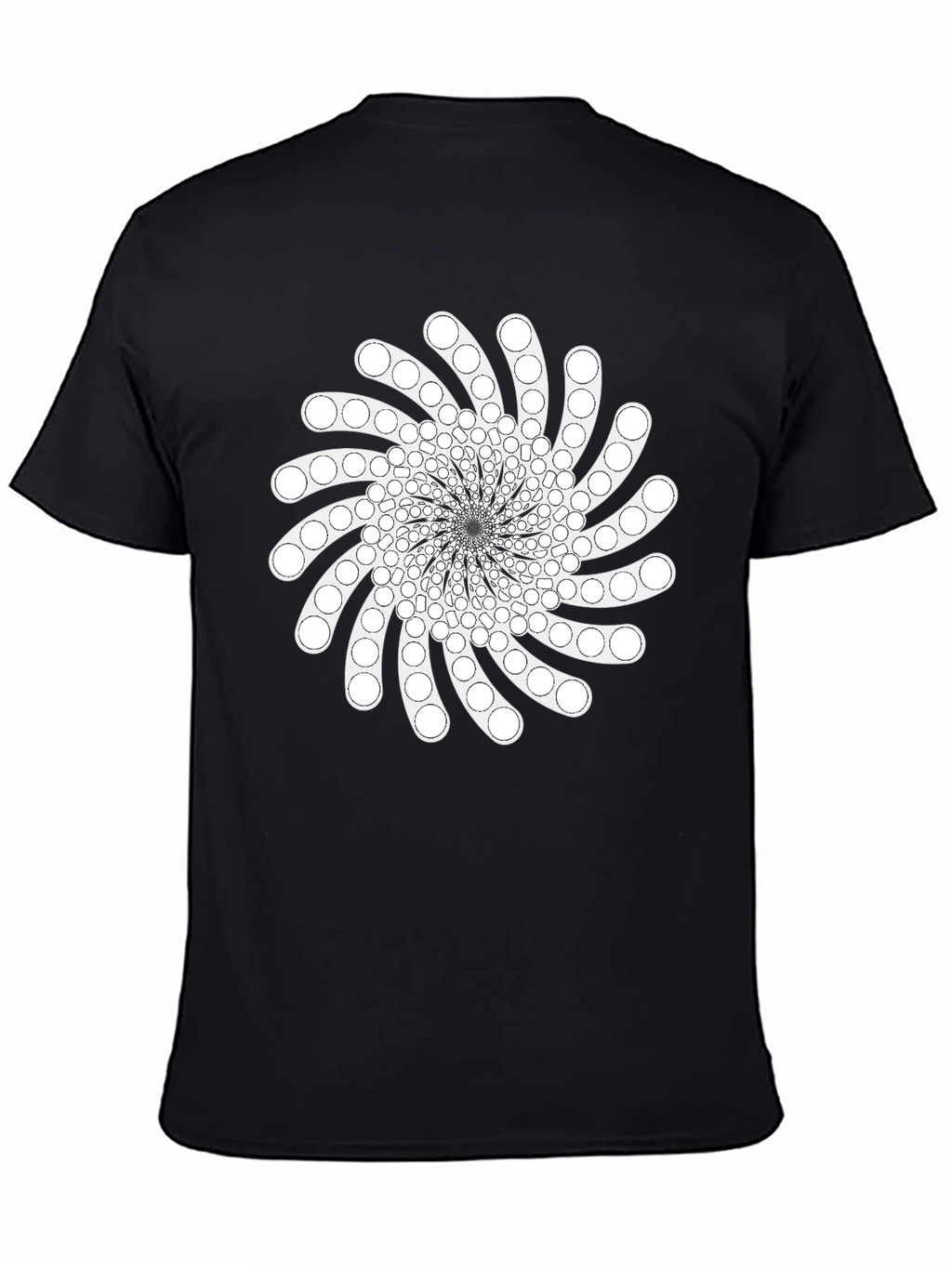 Geometric Swirl Graphic Tee - Black