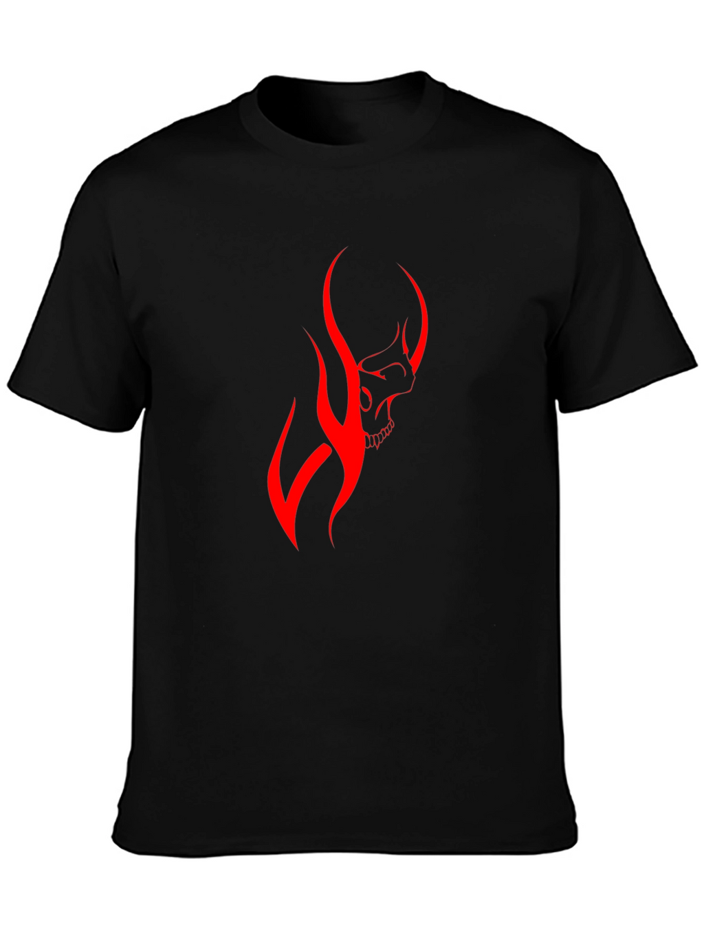 Mens Black T-Shirt with Red Skull Graphic