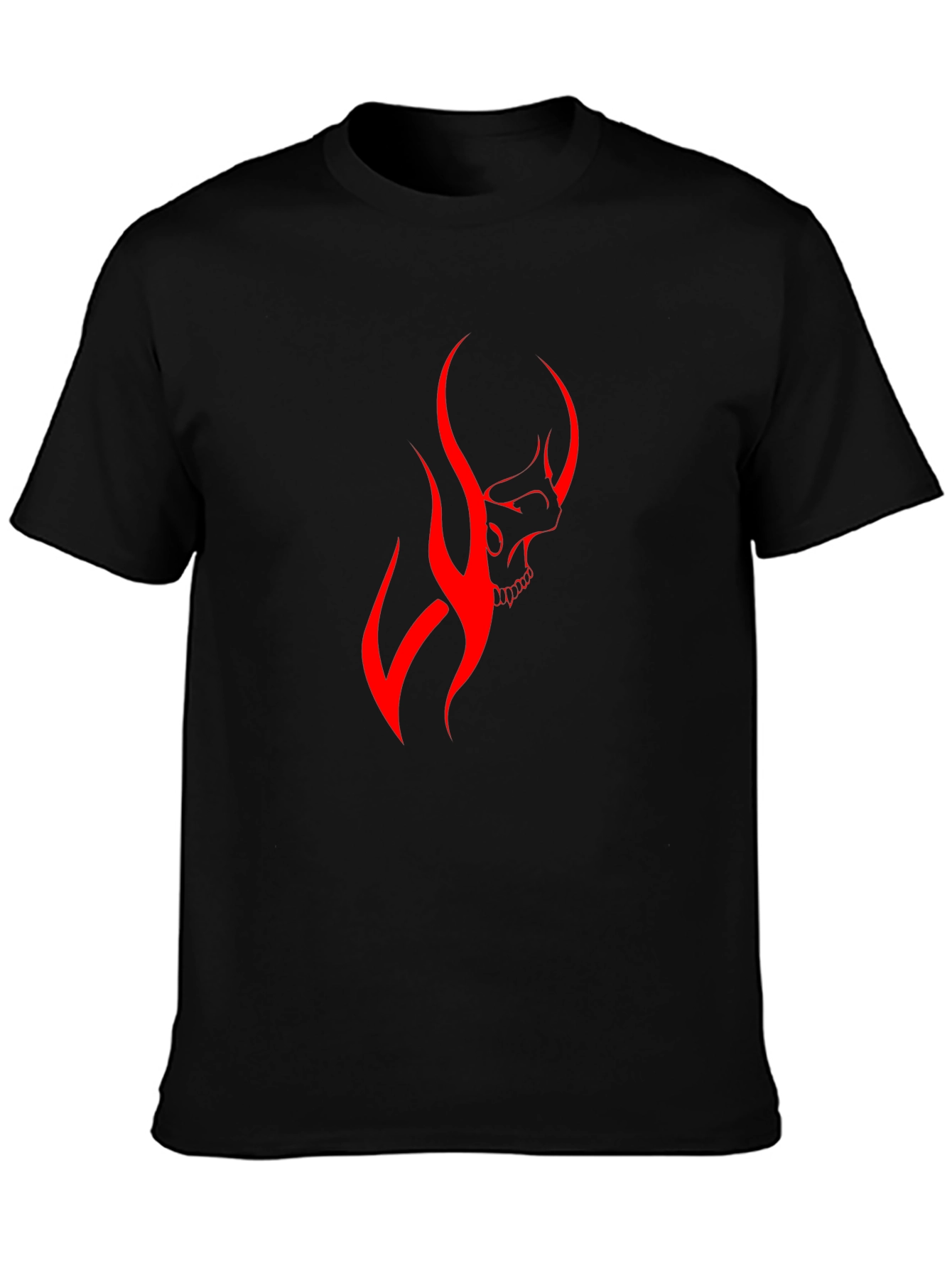 Mens Black T-Shirt with Red Skull Graphic